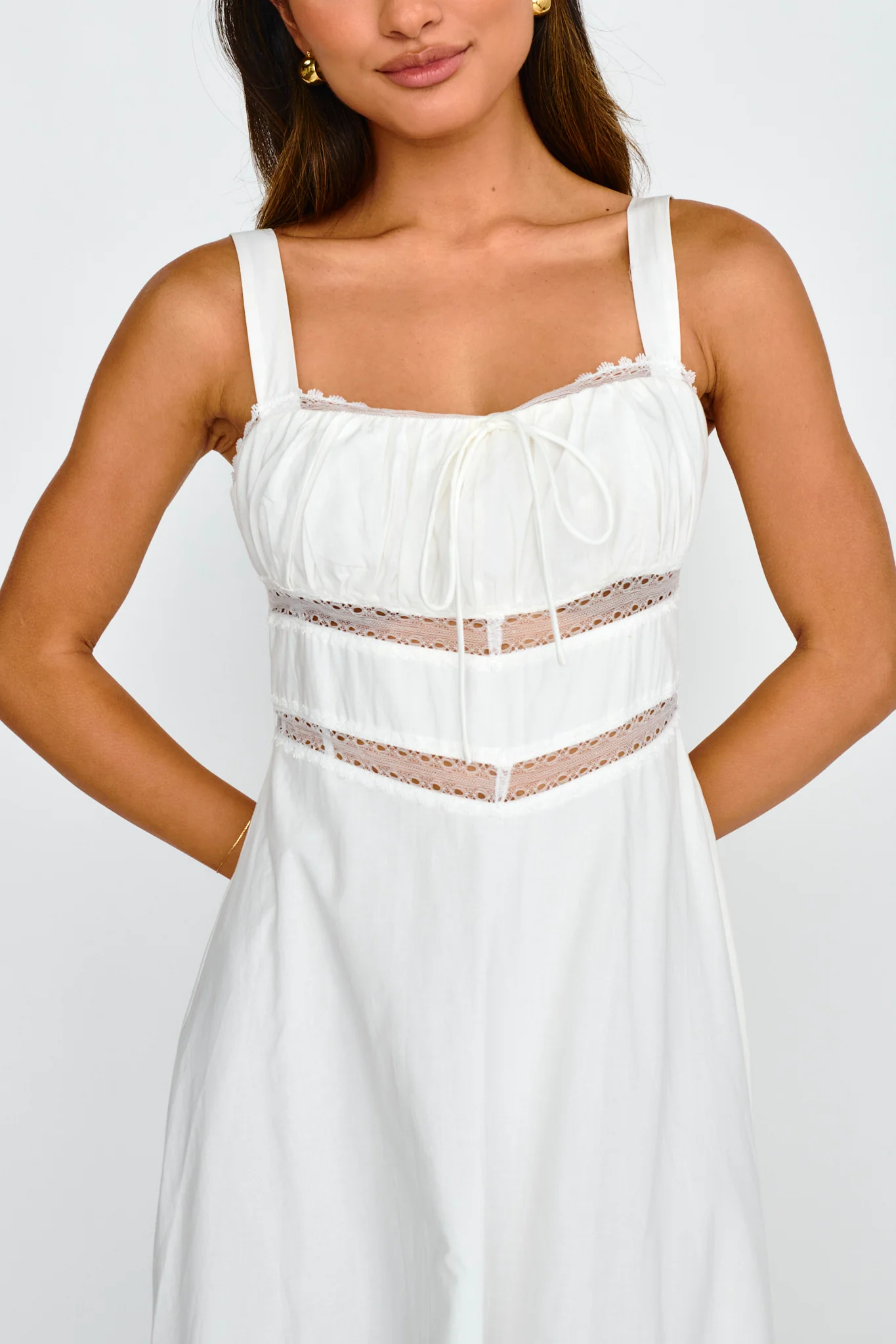 Kasiah Lace Trim Maxi Dress White