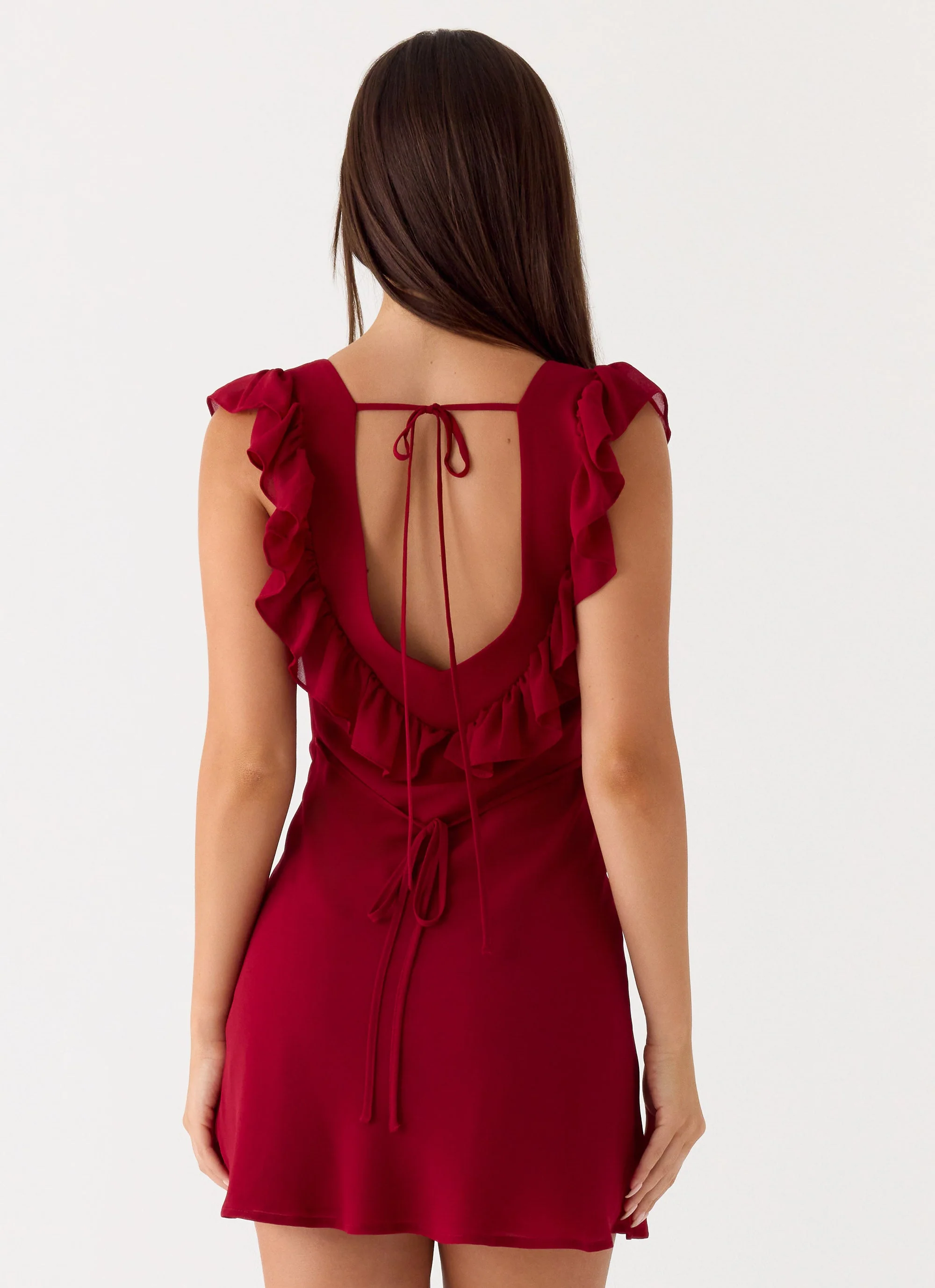 Malina Mini Dress - Deep Red - luluinthesky