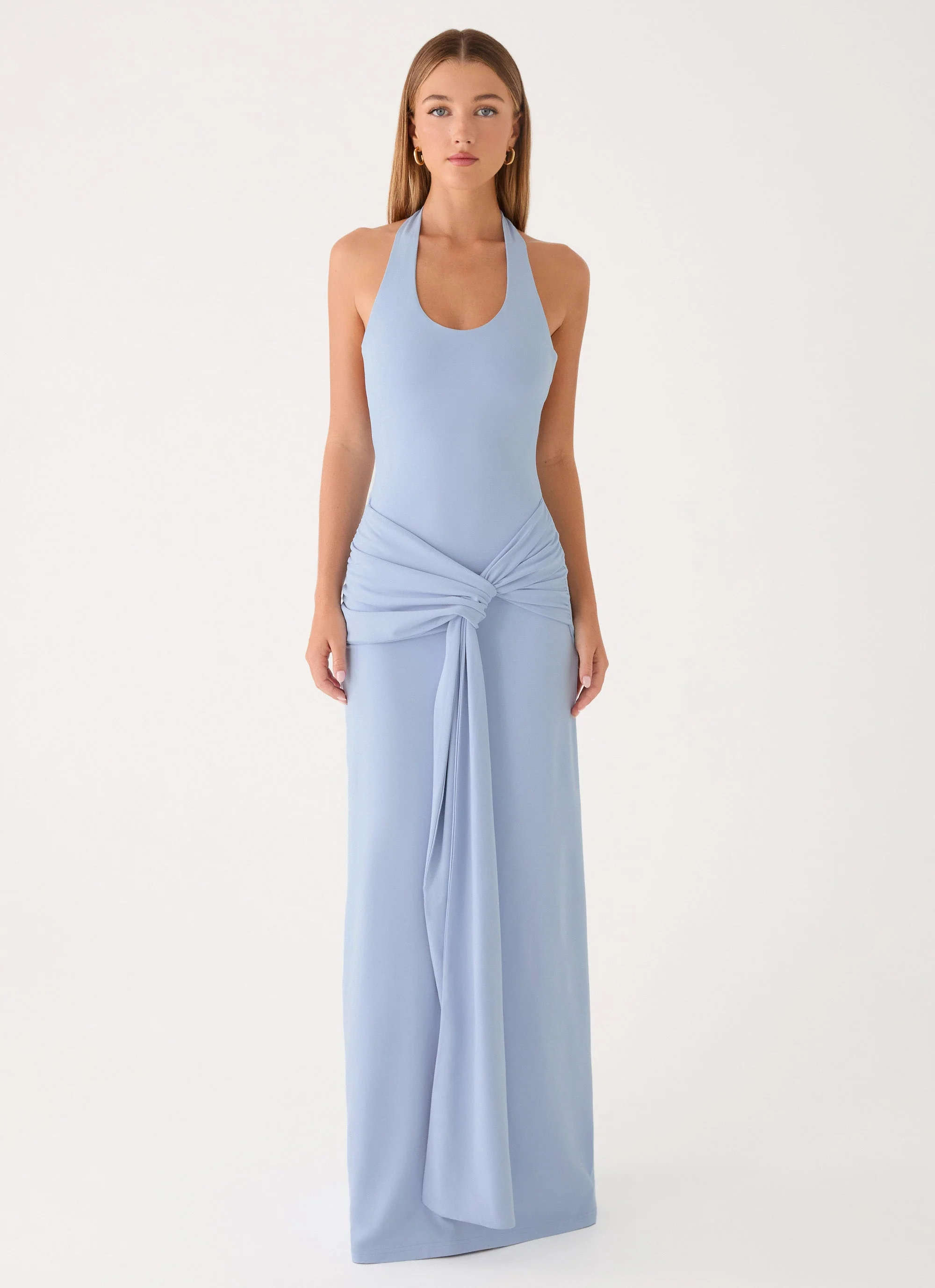 Cristal Halter Maxi Dress - Blue - luluinthesky