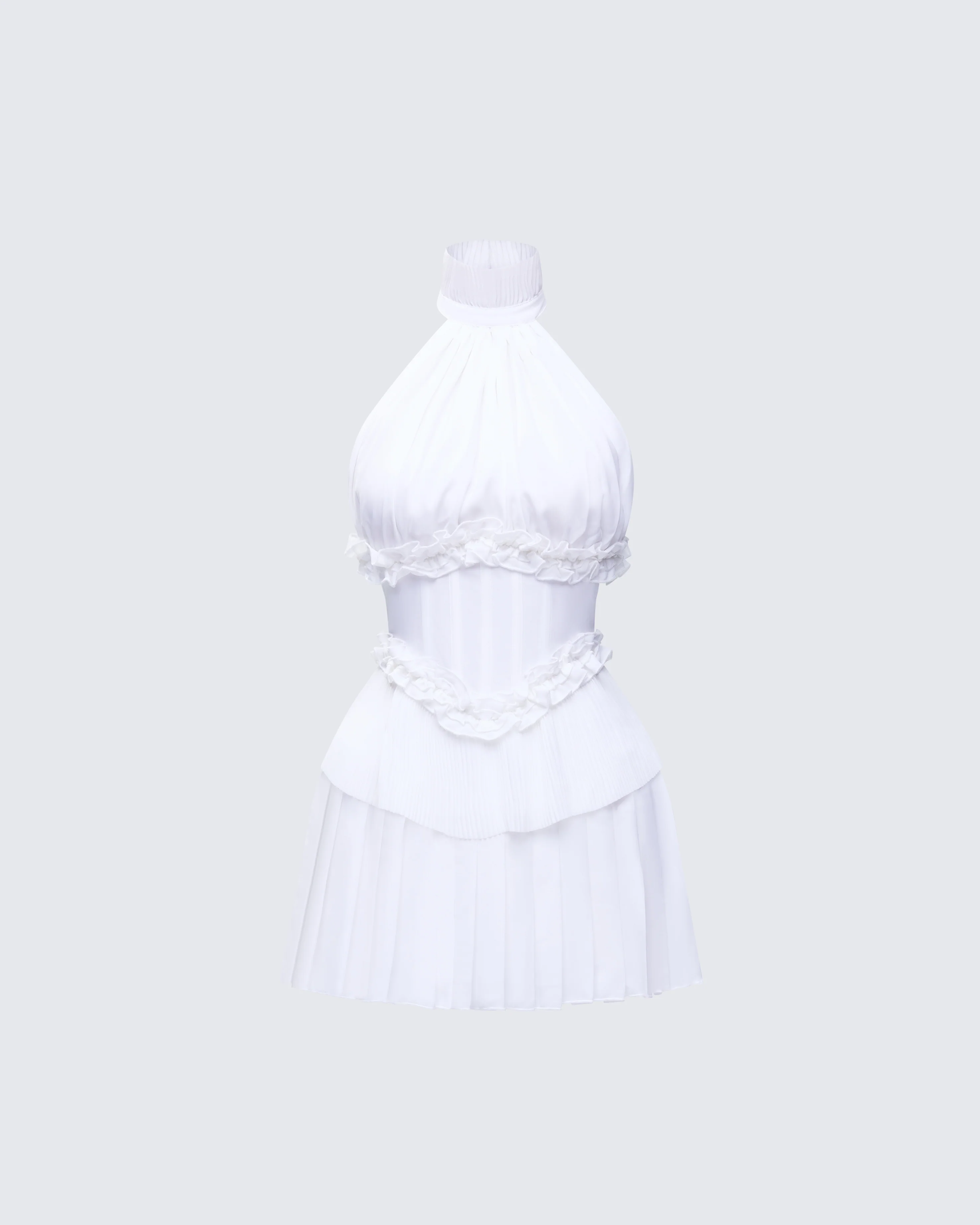 Anabeth Ivory Pleated Mini Dress