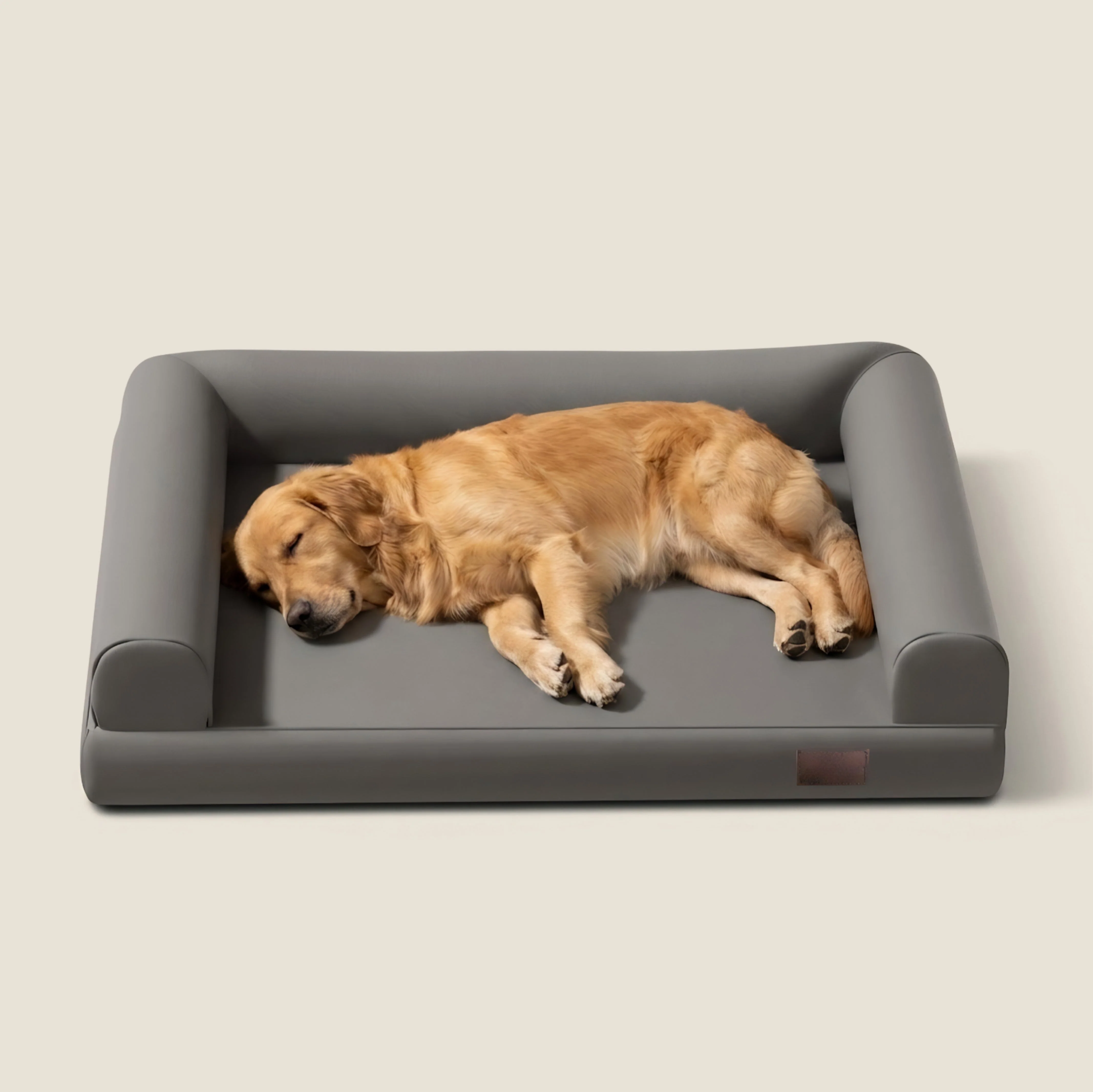 Faux Leather Orthopedic Bolster Dog Bed