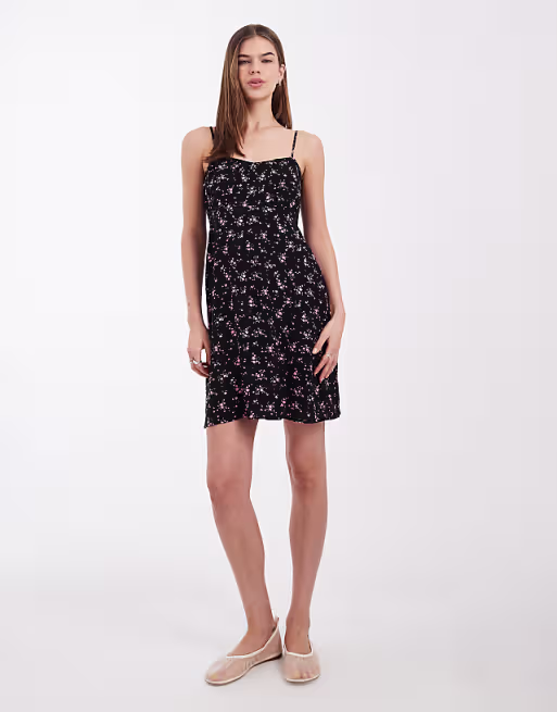ONLY cami mini dress in black floral