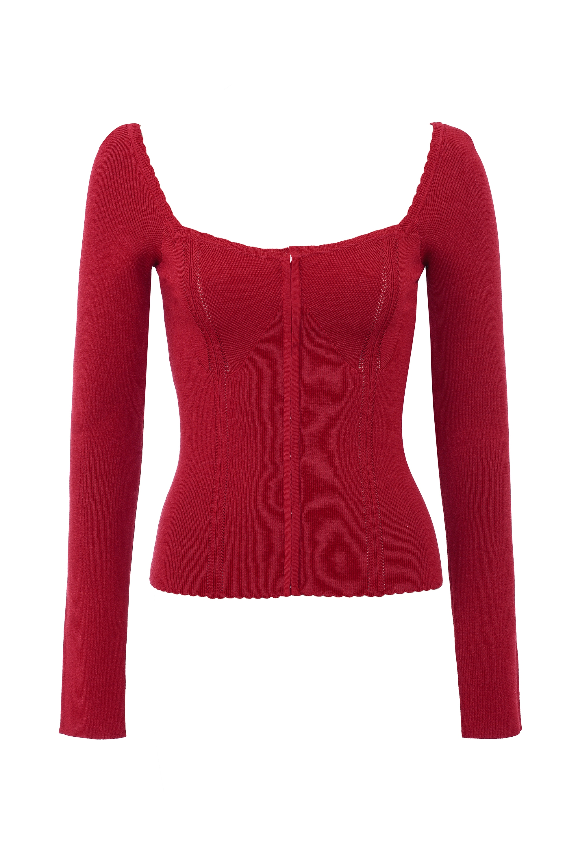 Red Knitted Long Sleeve Top
