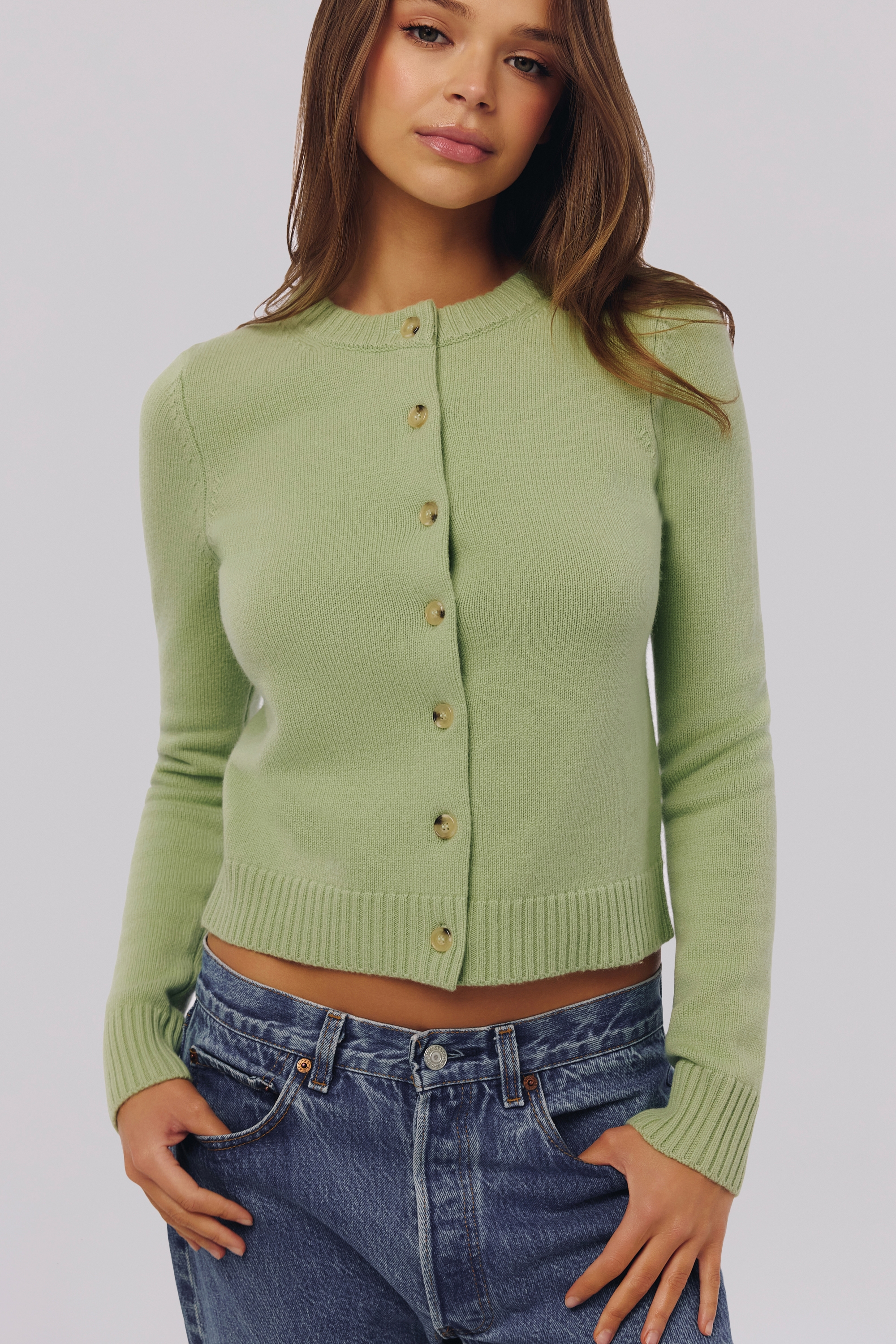 Matcha Cashmere + Merino Wool Cardigan