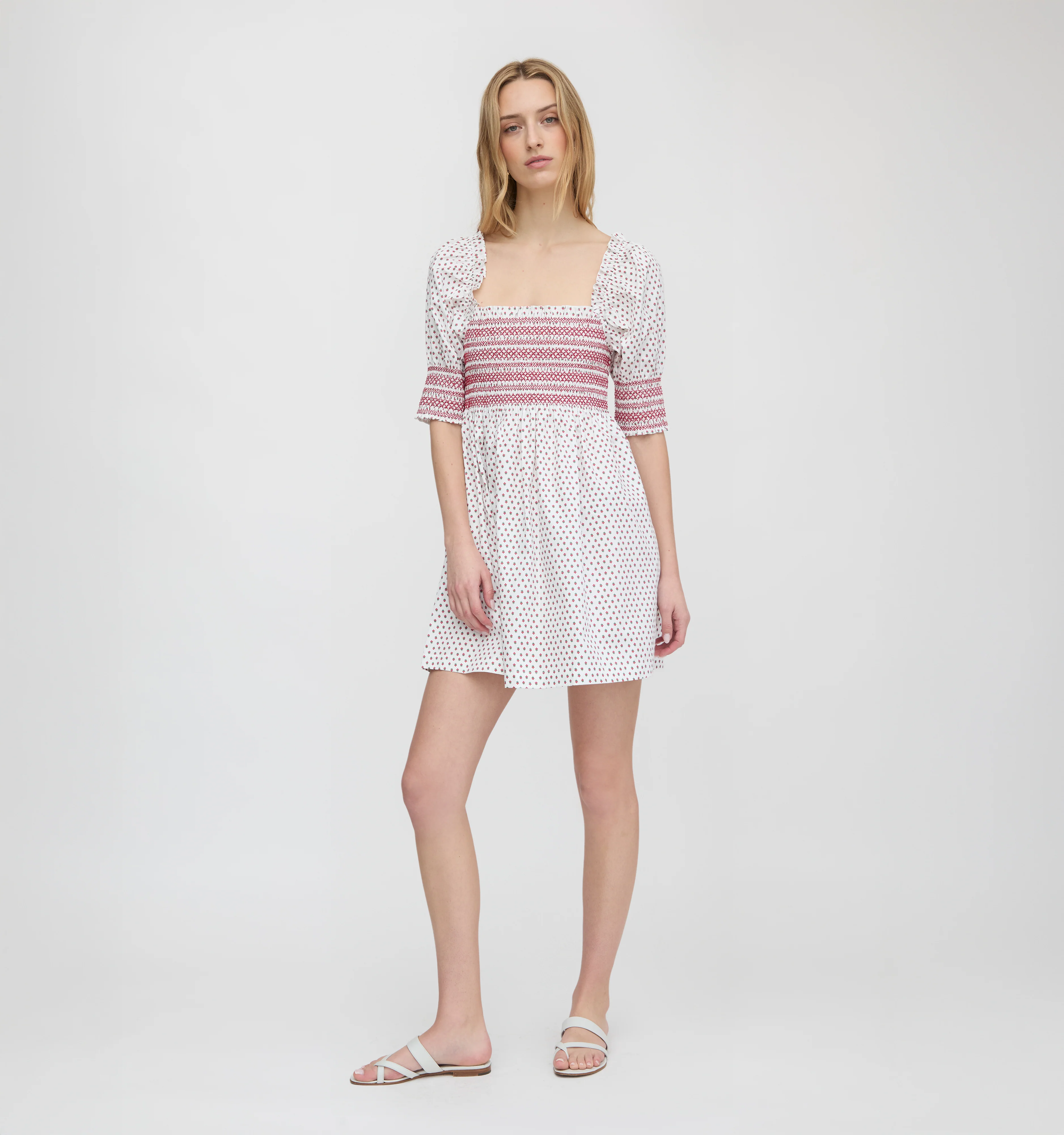 The Lila Nap Dress - White Poppy Half Drop