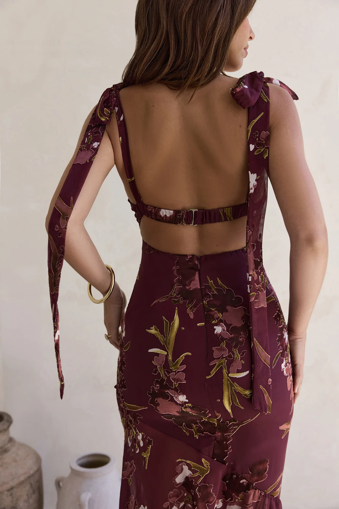 Night Garden Maxi Dress Burgundy - luluinthesky
