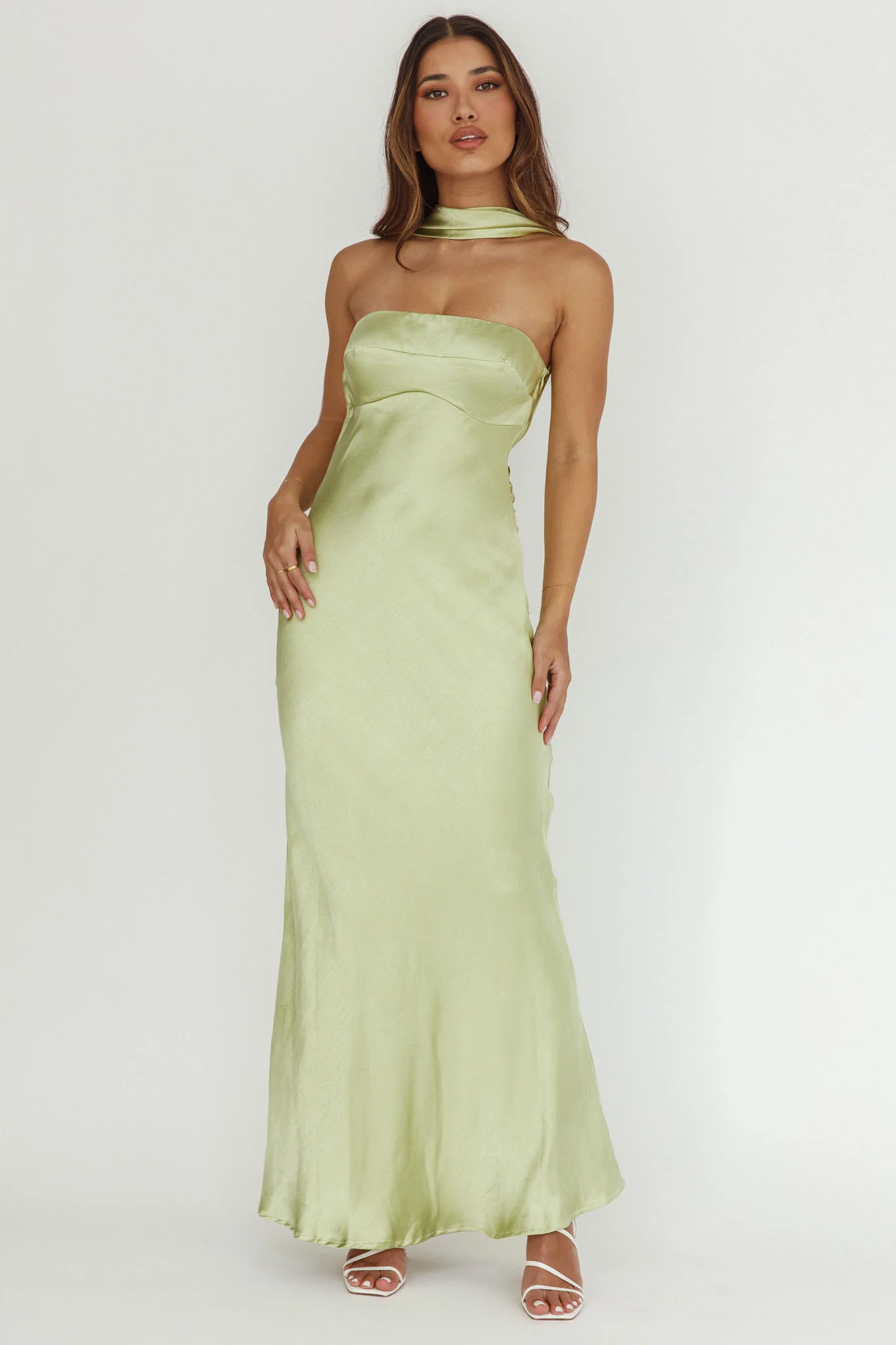 Damsel Reverse Halter Maxi Dress Pistachio