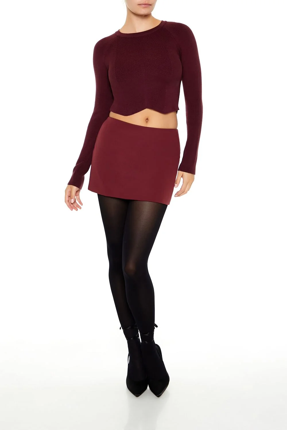 Notched Cropped Sweater