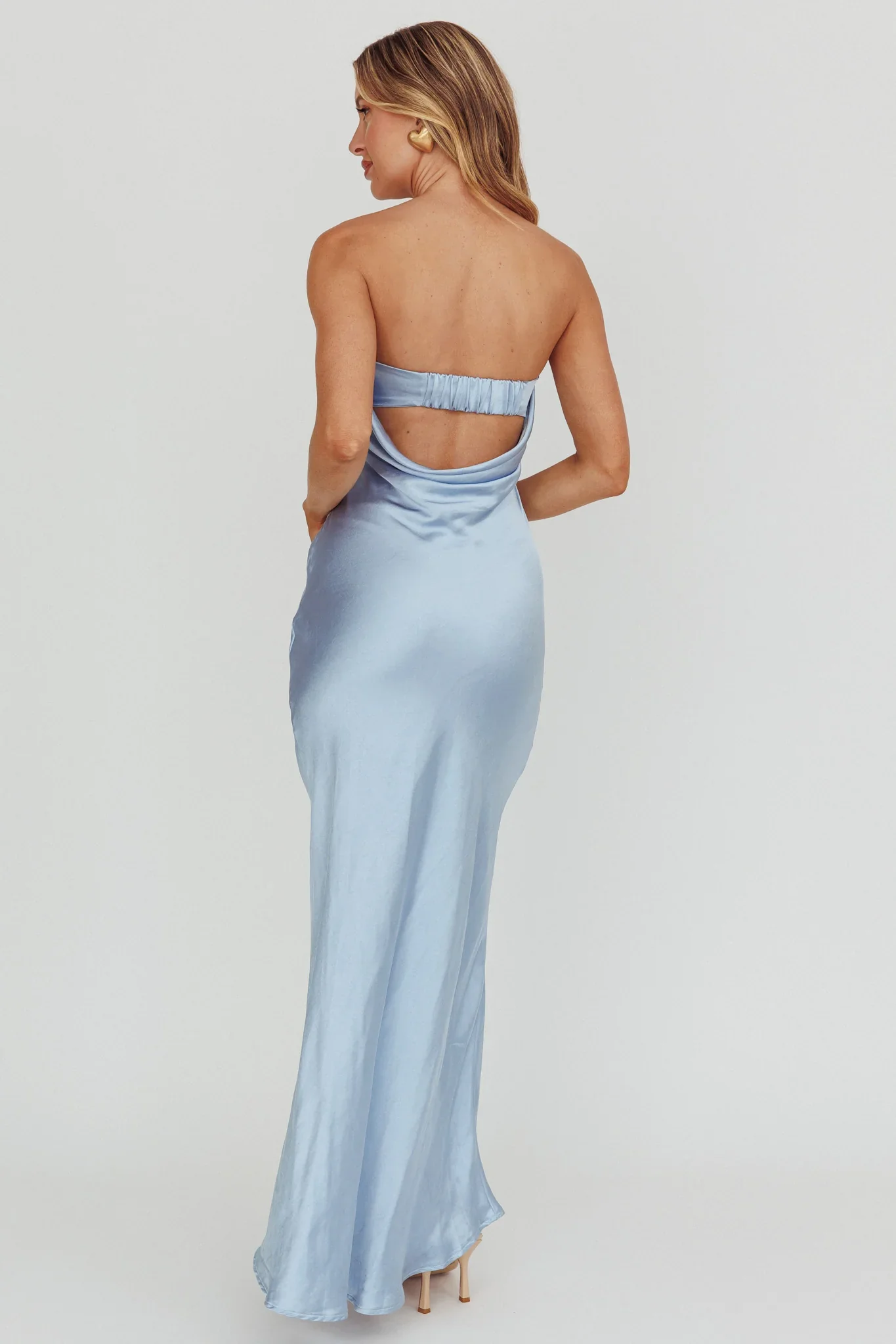 Kona Strapless Open Back Maxi Dress Blue