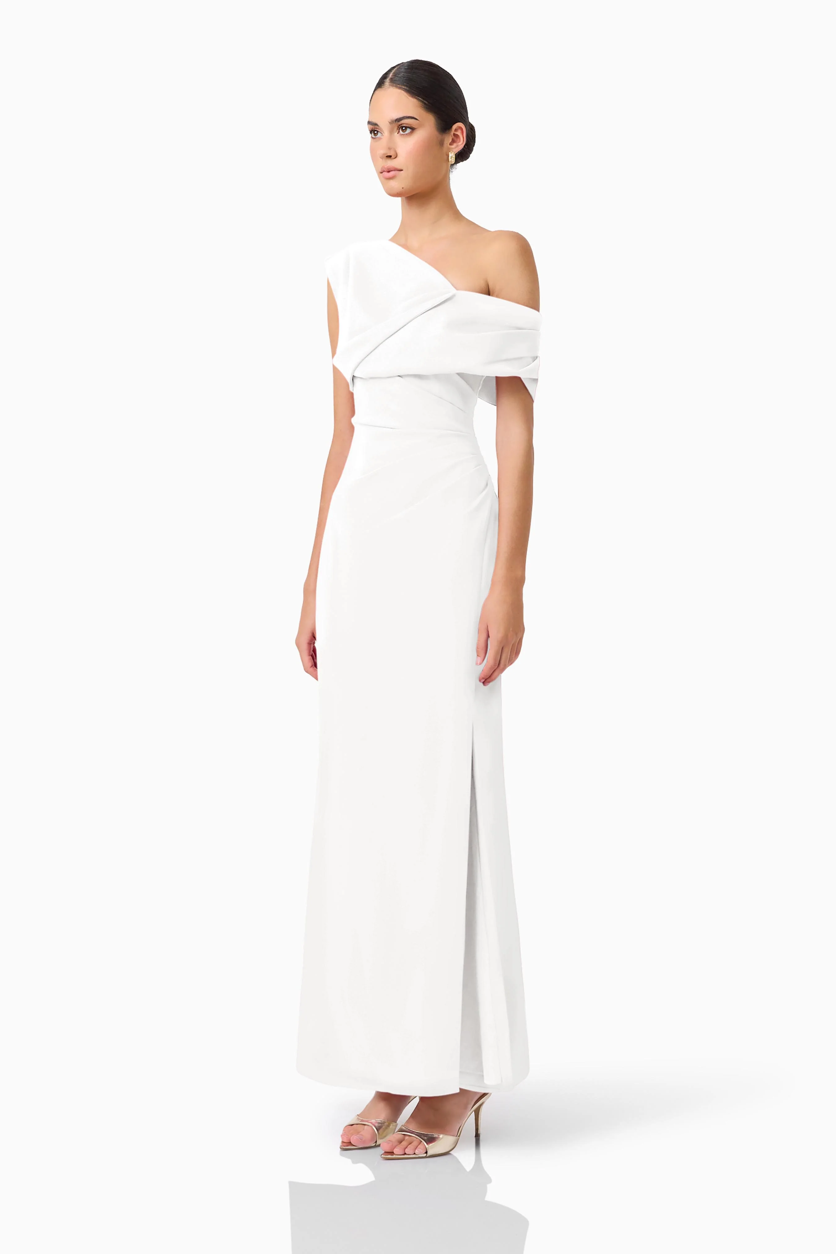 Verdessa Asymmetrical Gown in White