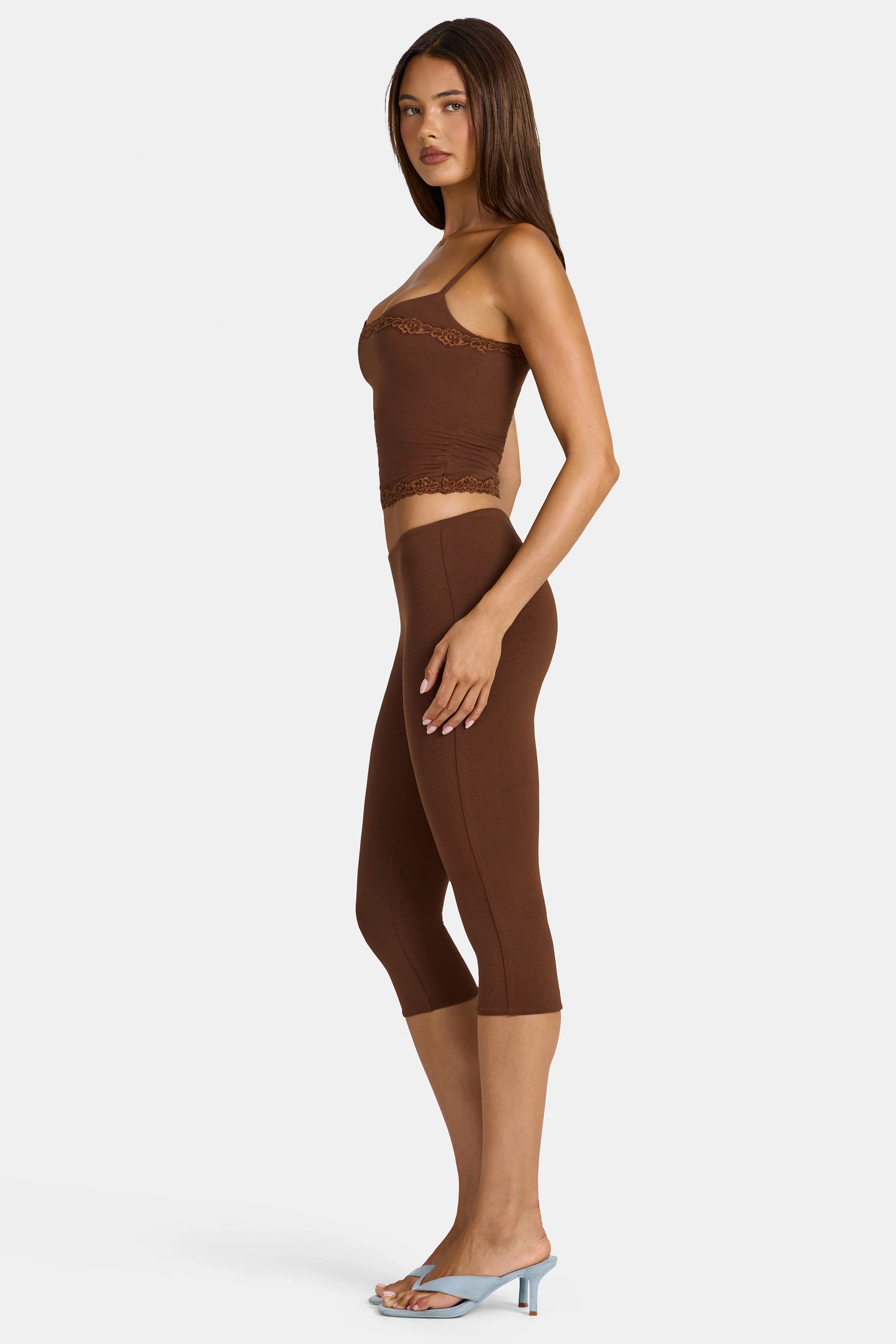 Modal Capri Leggings in Cocoa Brown