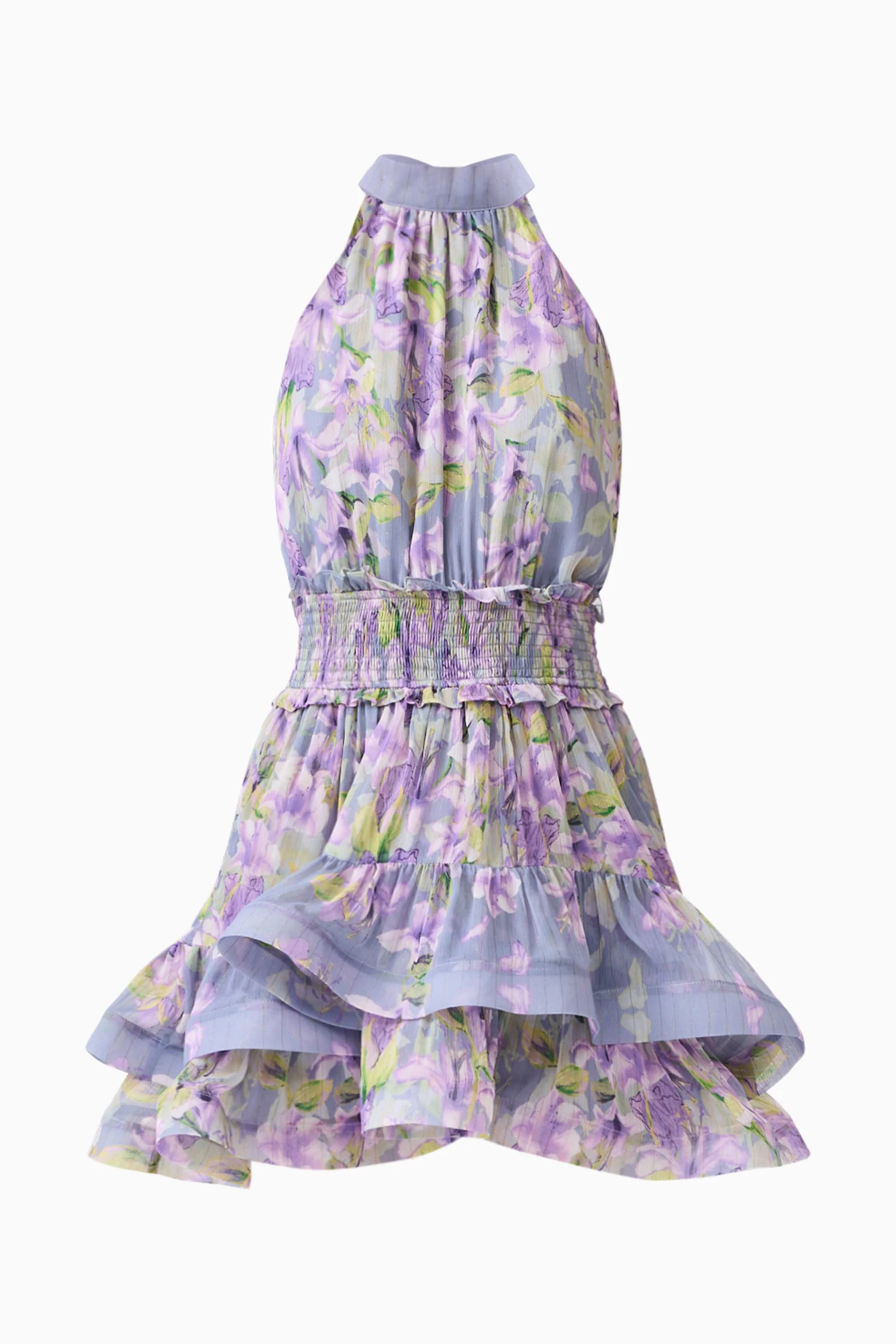 Milena Halter Mini Dress in Purple Floral