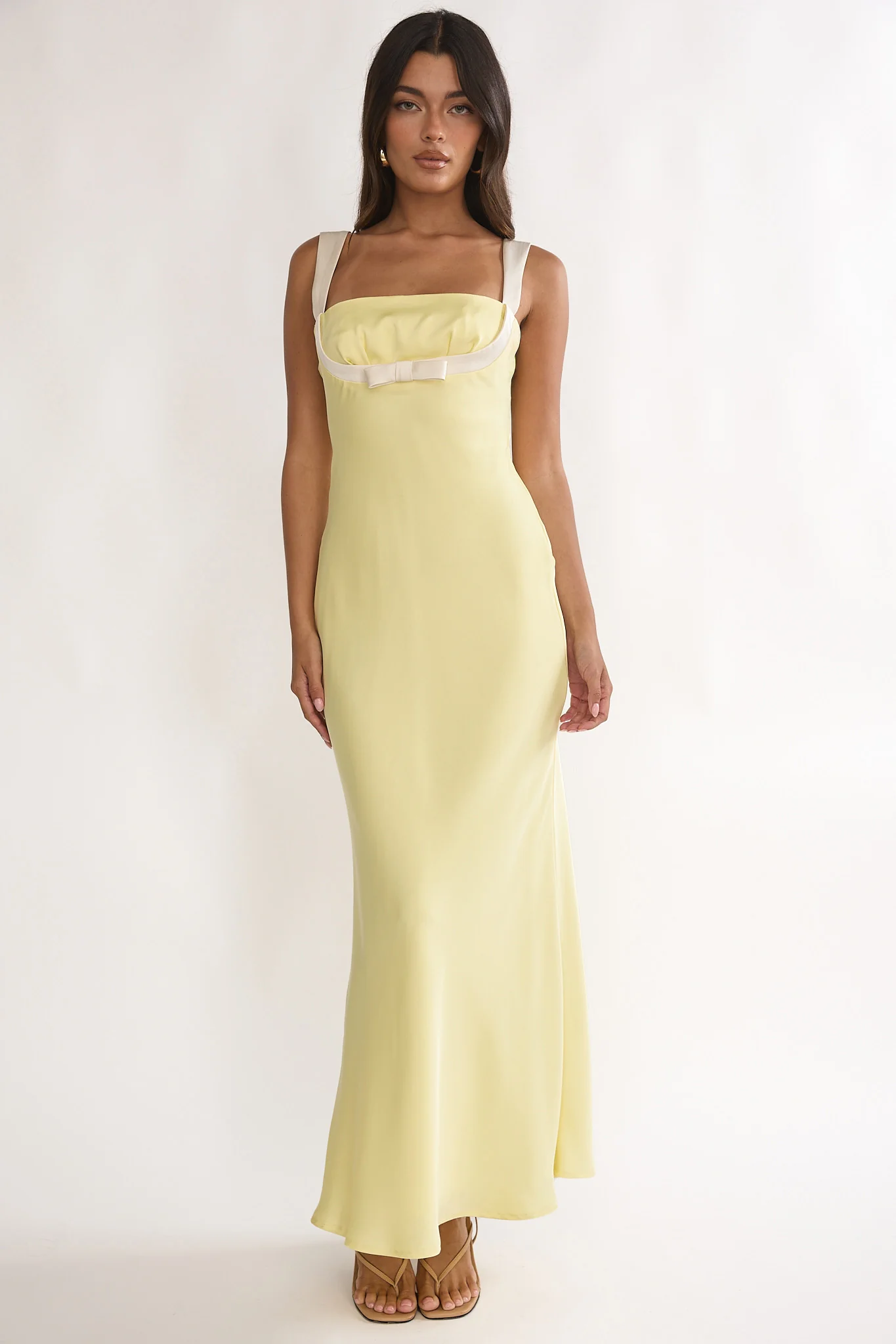 Elowra Bow Bust Maxi Dress Butter - luluinthesky