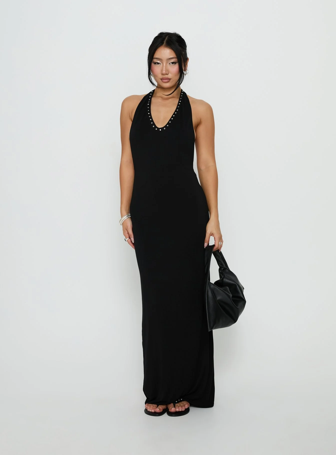 Ascenza Studded Racerback Maxi Dress Black