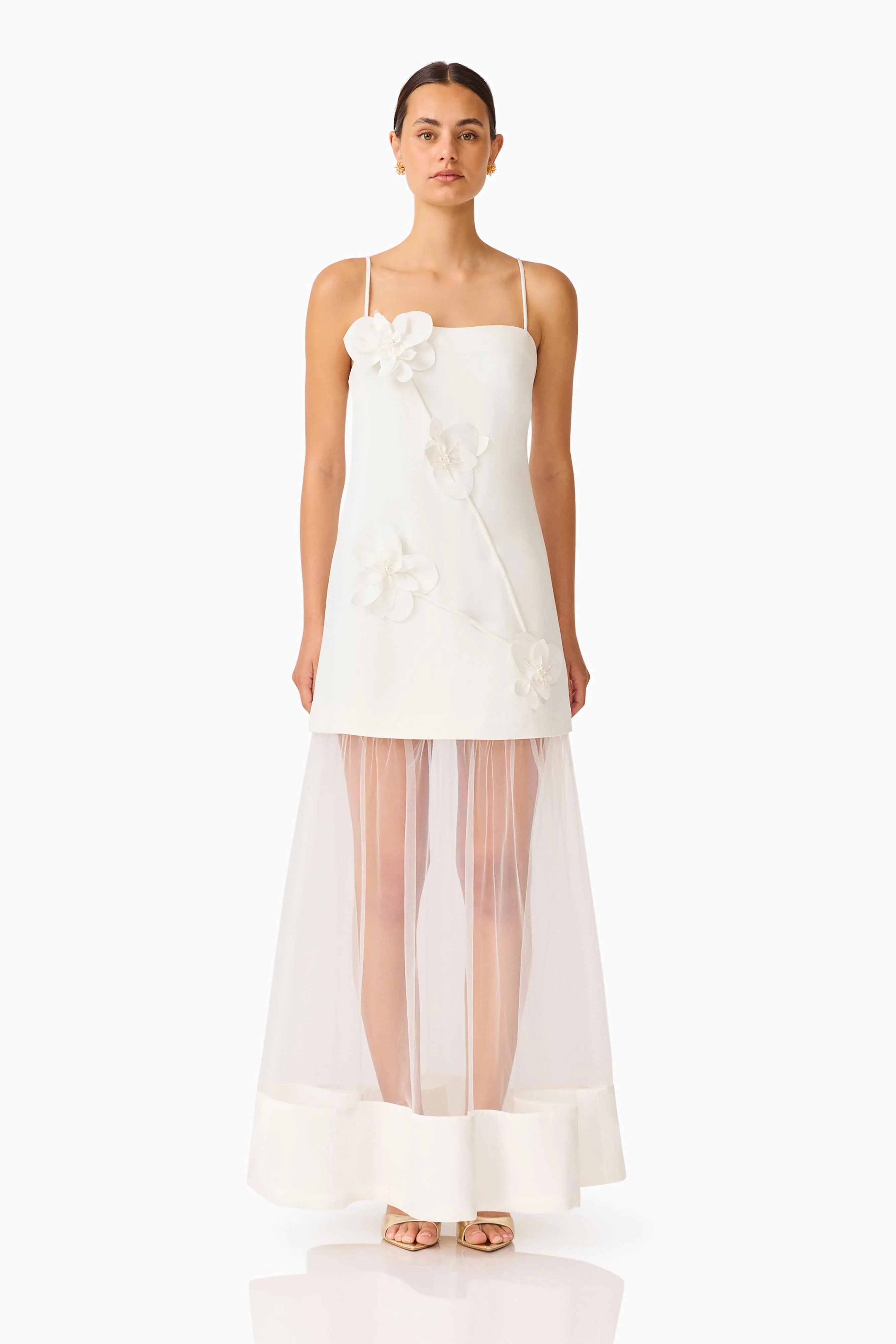 Reina Applique Gown in White