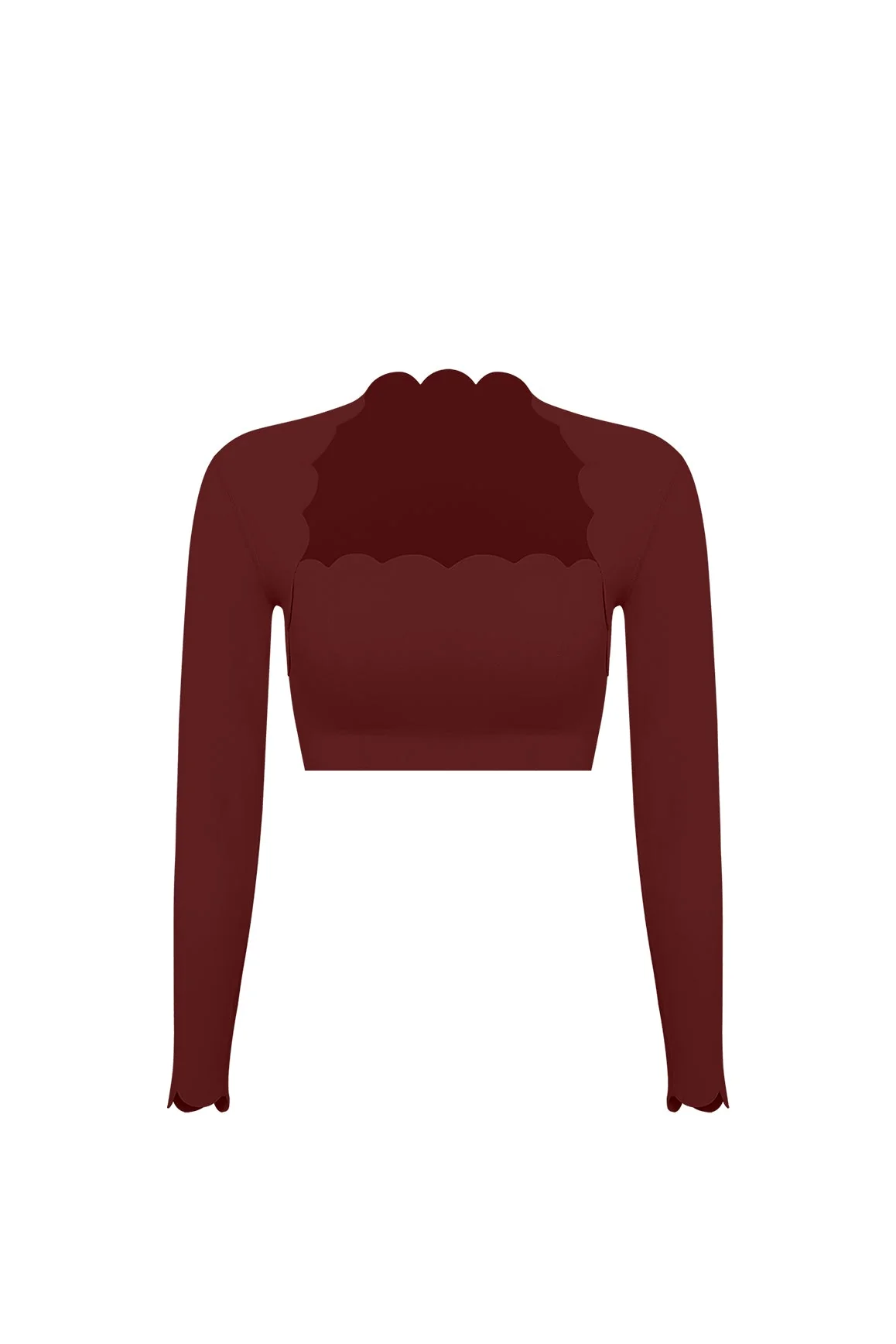 Scallop Cropped Long Sleeve Top