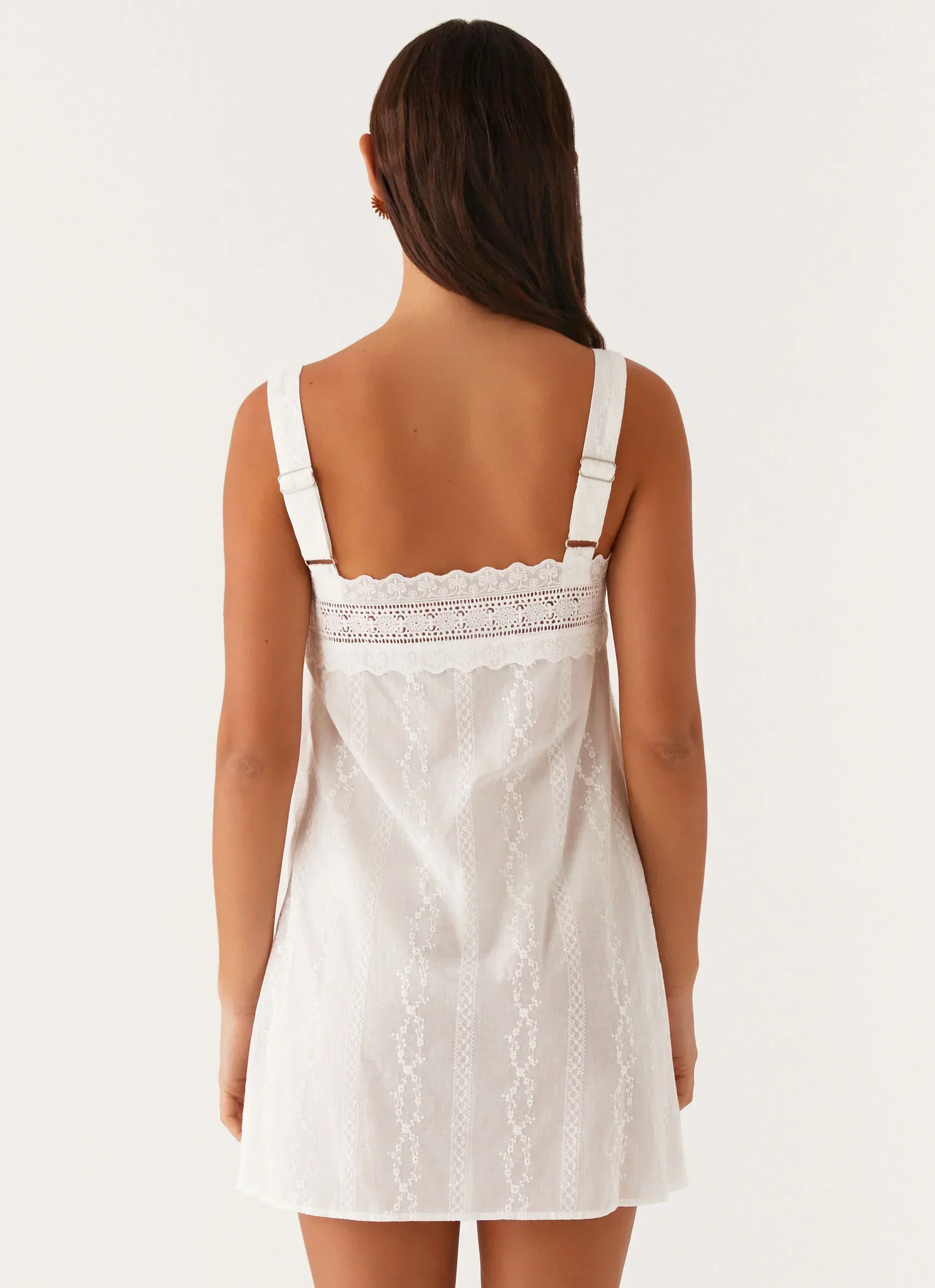 Calla Broderie Mini Dress - White - luluinthesky