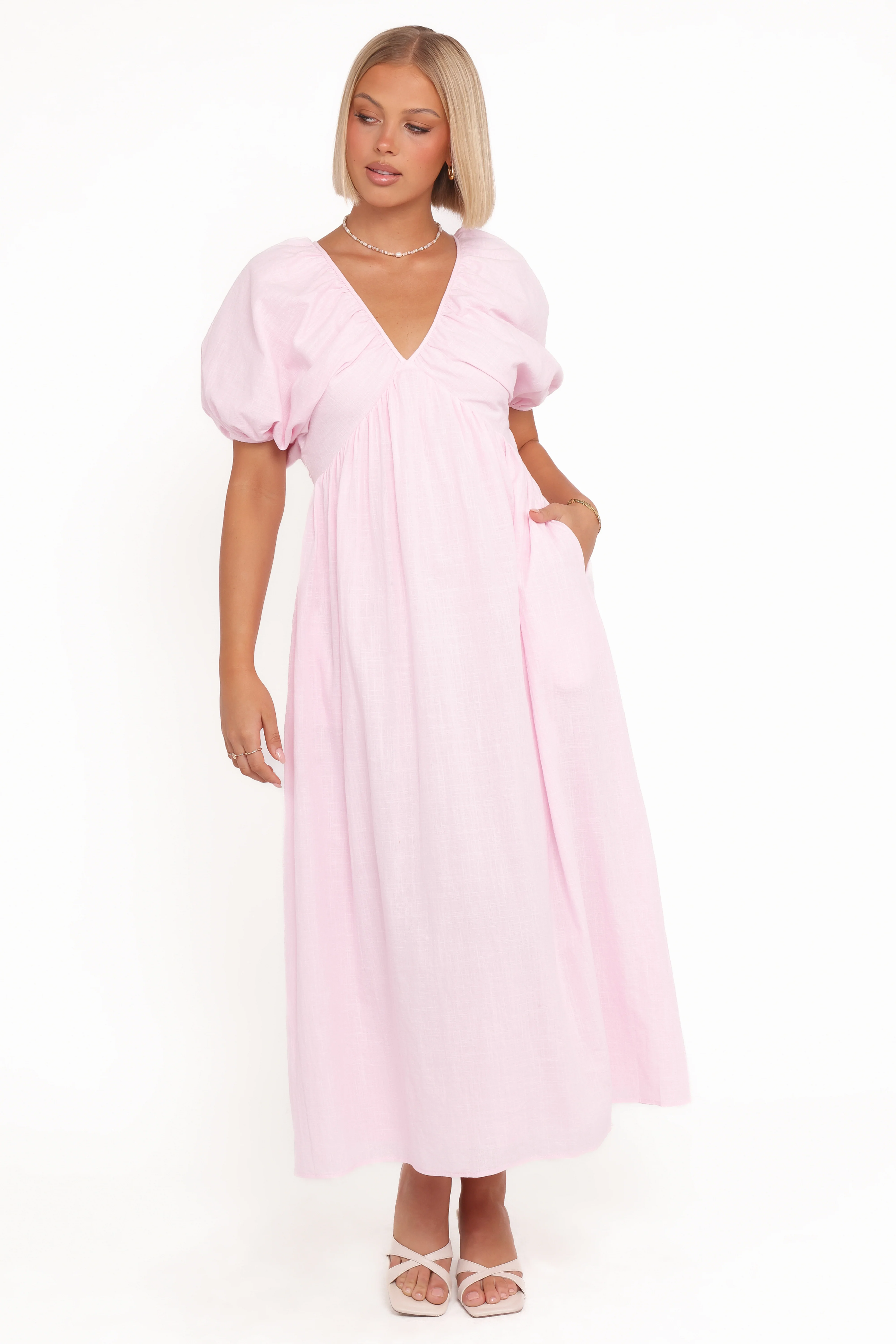 Sullivan Puff Sleeve Maxi Dress - Pink