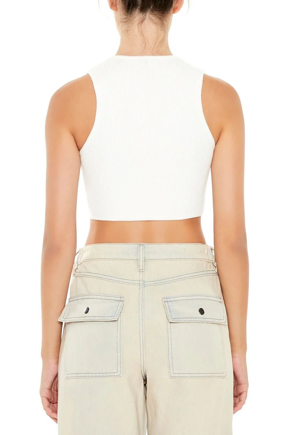 Sweater-Knit Curve-Hem Crop Top