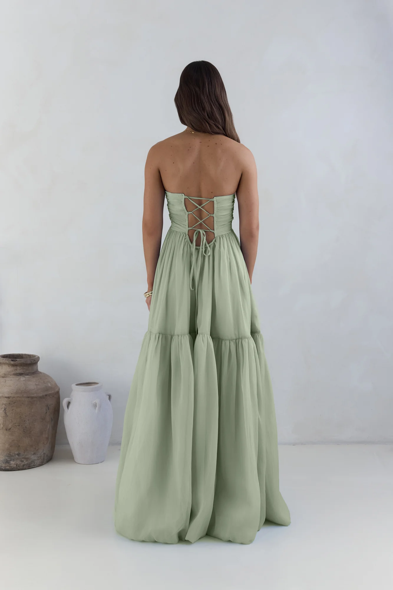 Unforgettable Style Strapless Maxi Dress Sage - luluinthesky