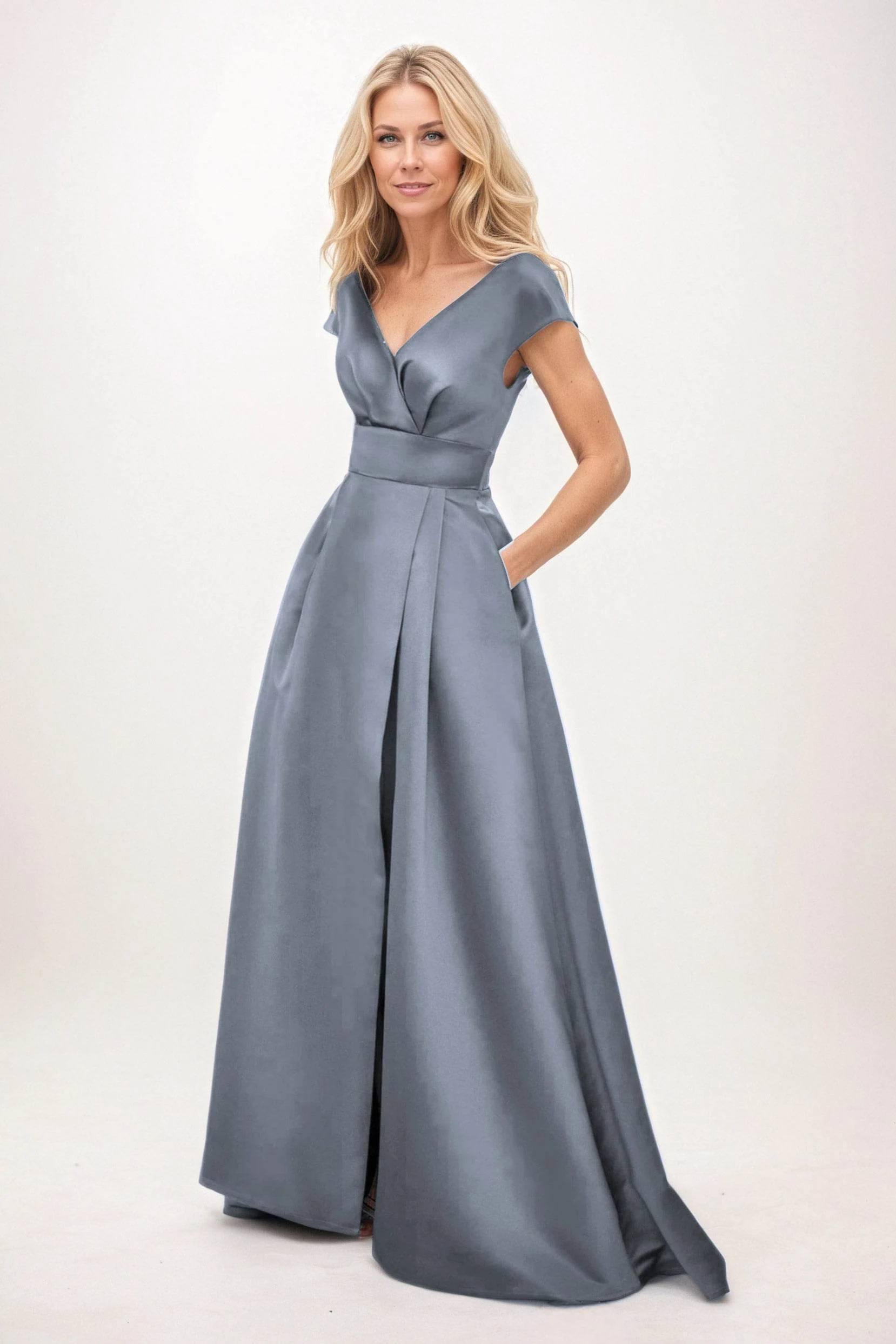 A-Line Maxi Satin Mother of the Bride Dresses CM0408