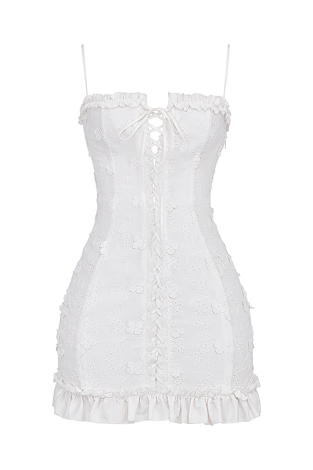 White Cotton Broderie Anglais Mini Dress