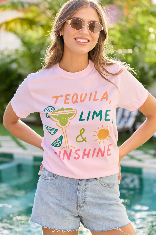 Tequila, Lime, & Sunshine Light Pink Graphic Tee