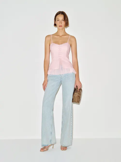 Colette Linen Top In Pink