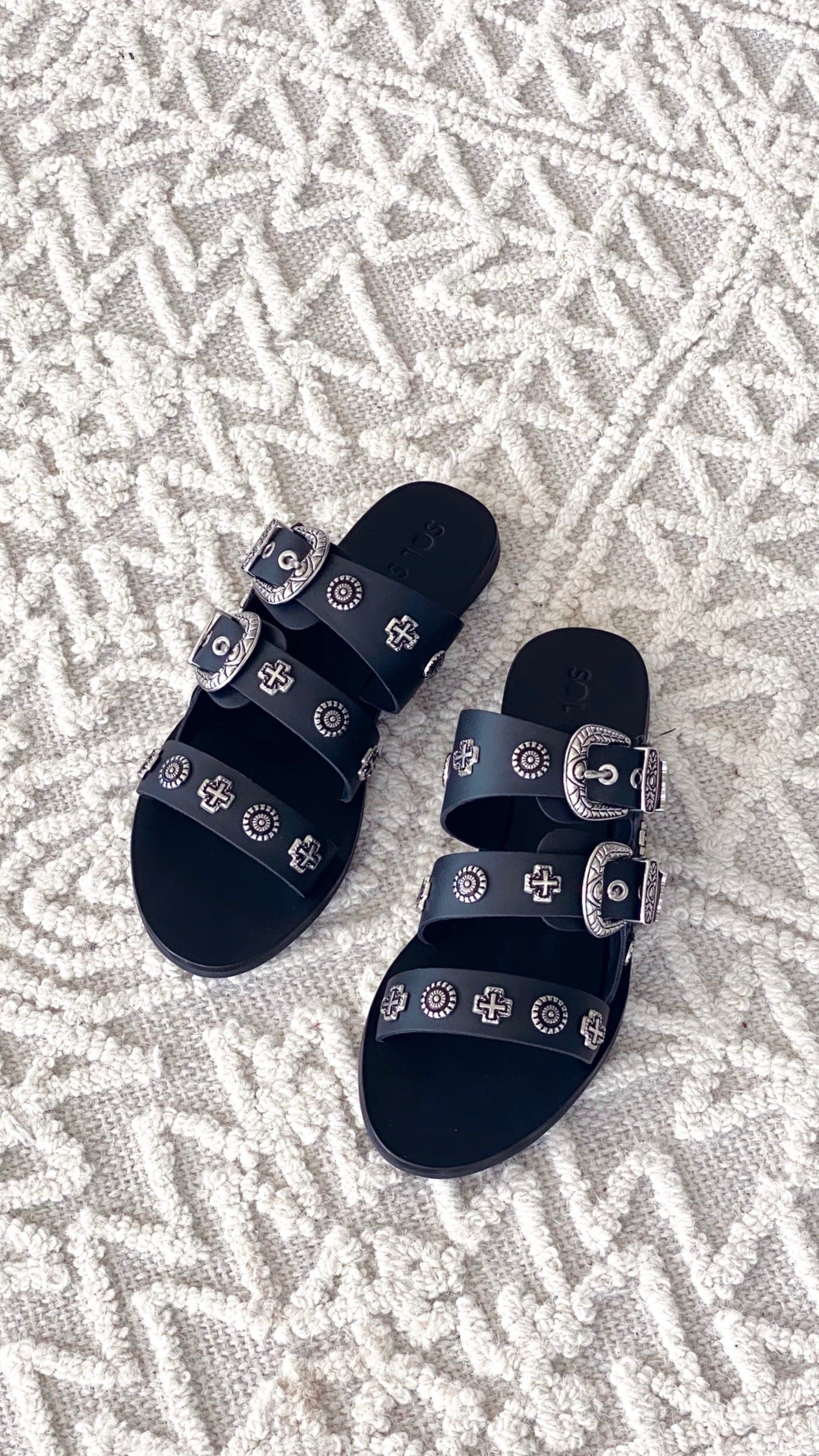 Sol Sana Eastwood Slide - Black Silver - luluinthesky