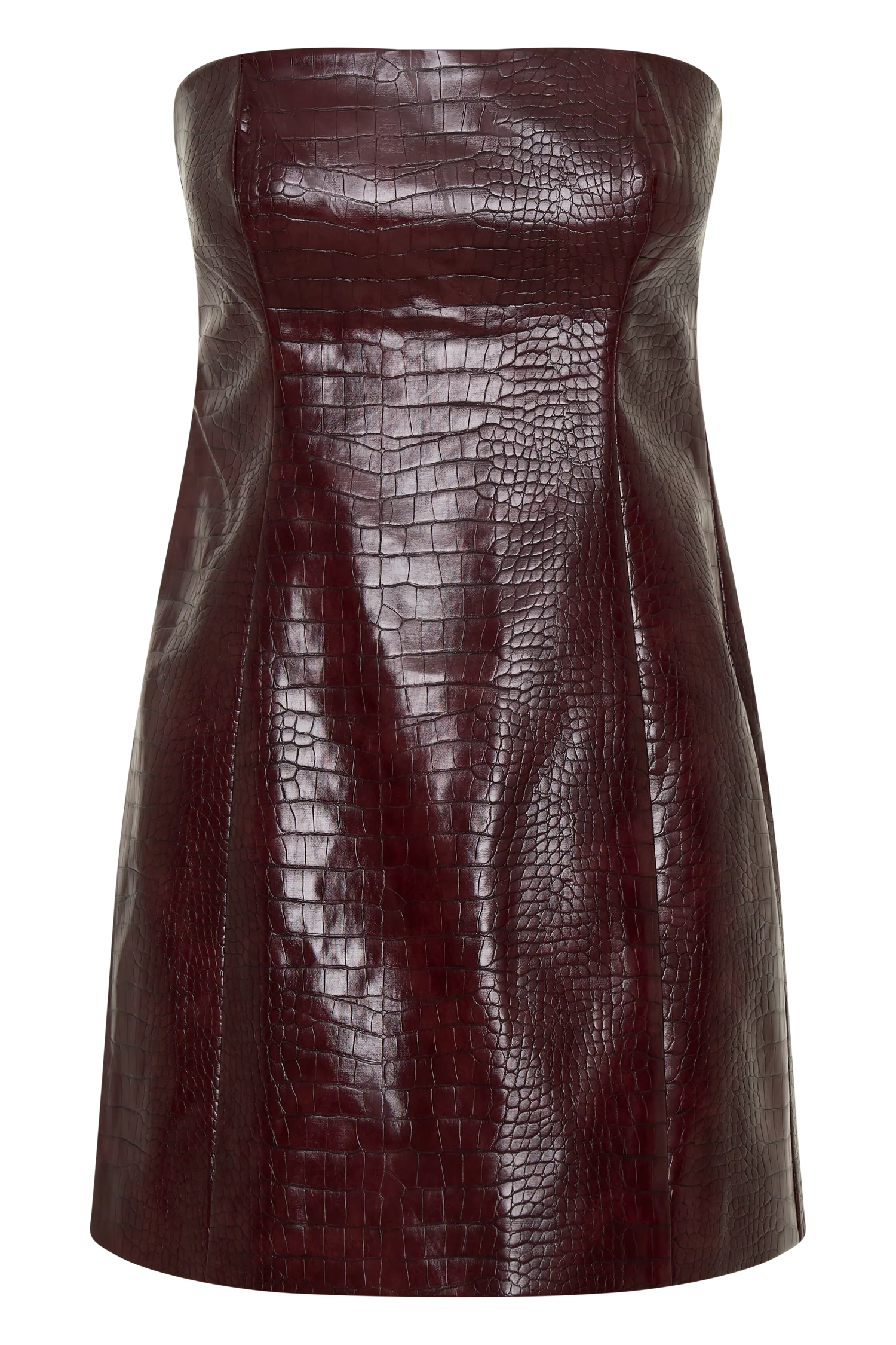 Anouk Faux Leather Strapless Mini Dress - Merlot