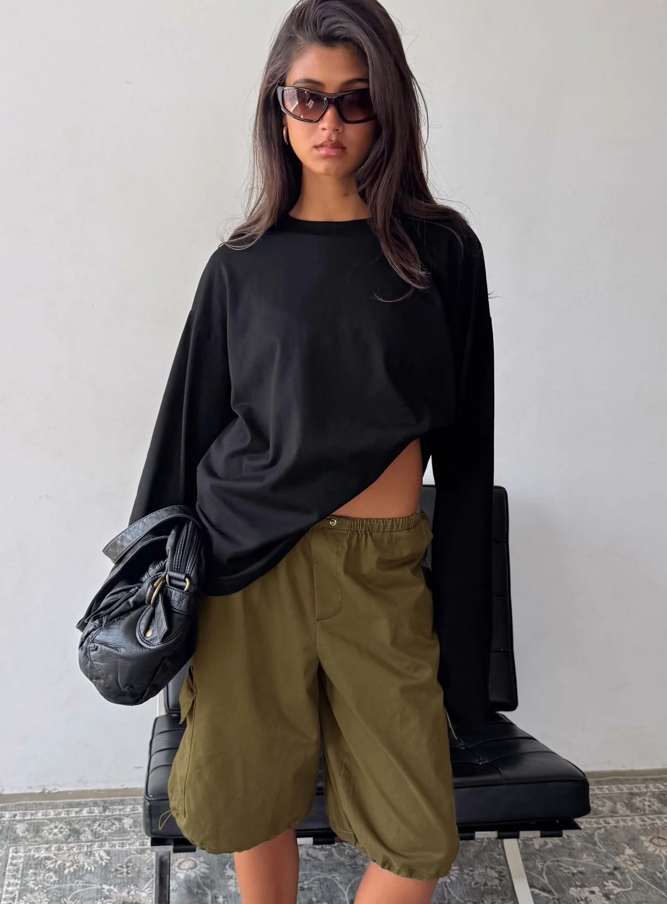 Settle Down Long Sleeve Top Black