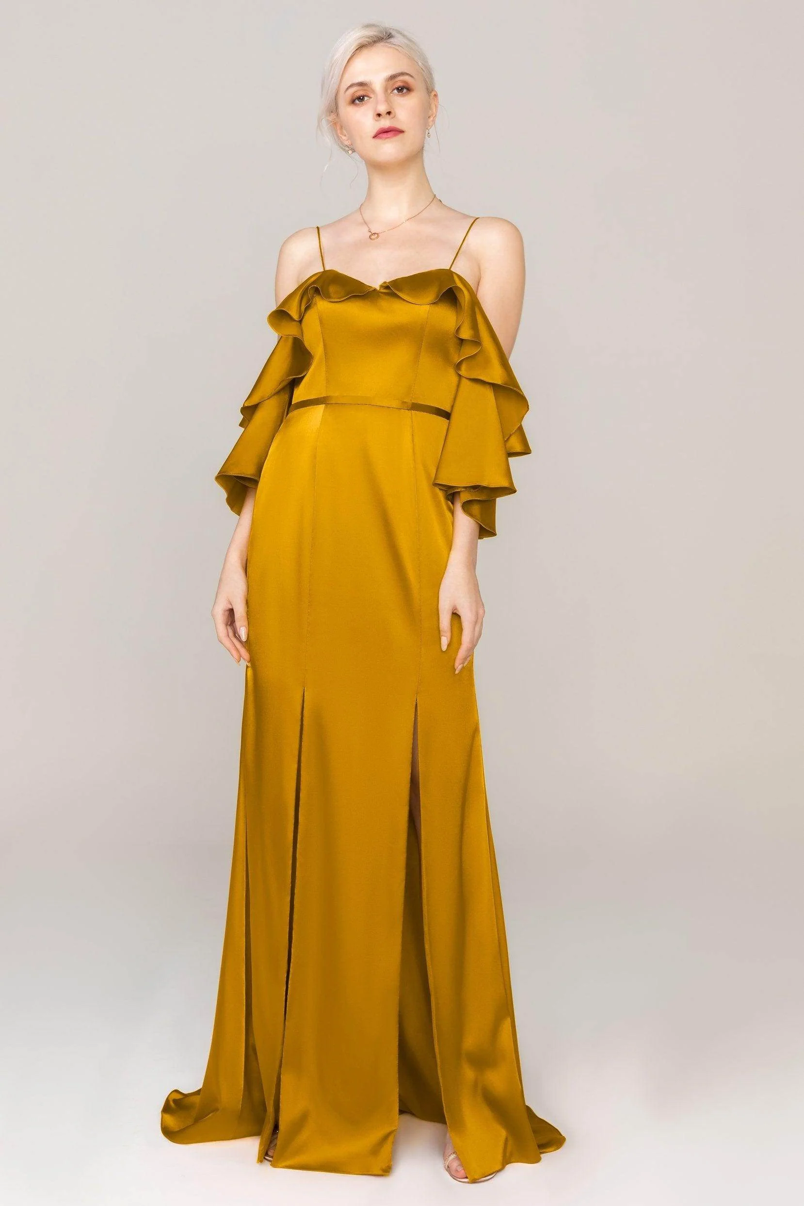 Sheath Sweep Train Luxe Satin Dress CS0310