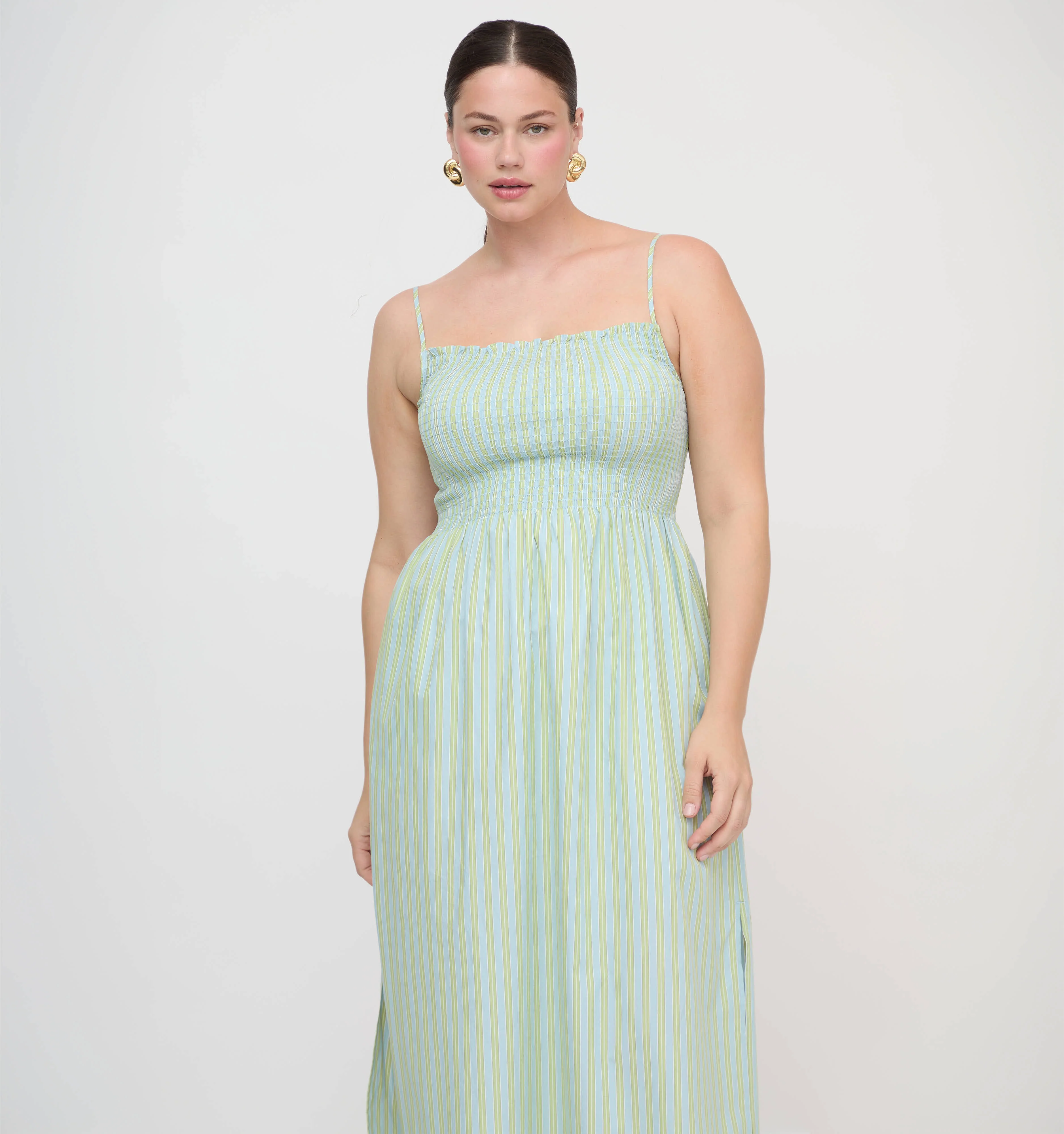 The Isabel Nap Dress - Blue/Green Stripe