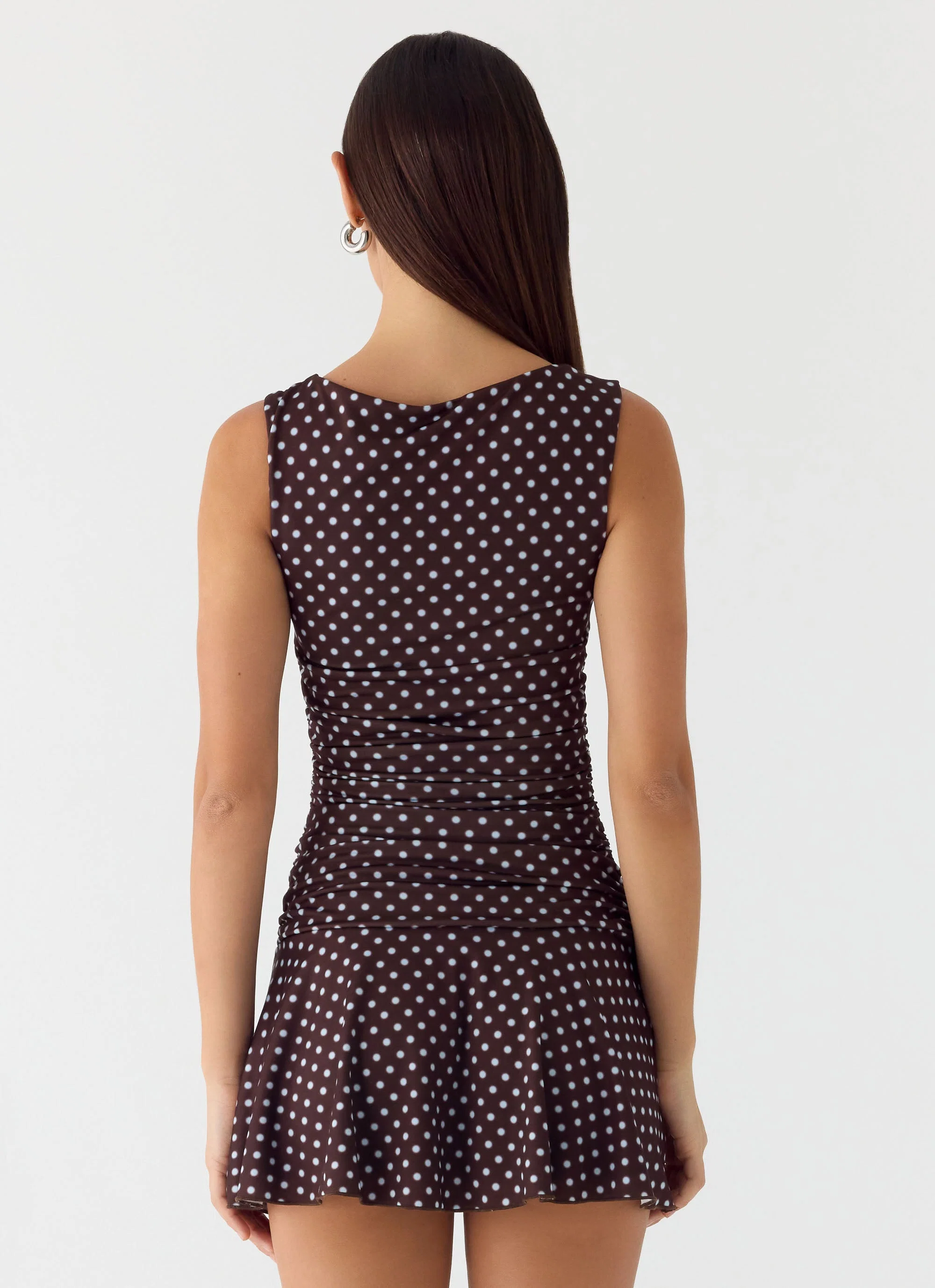 Kelda Mini Dress - Chocolate Blue Dot
