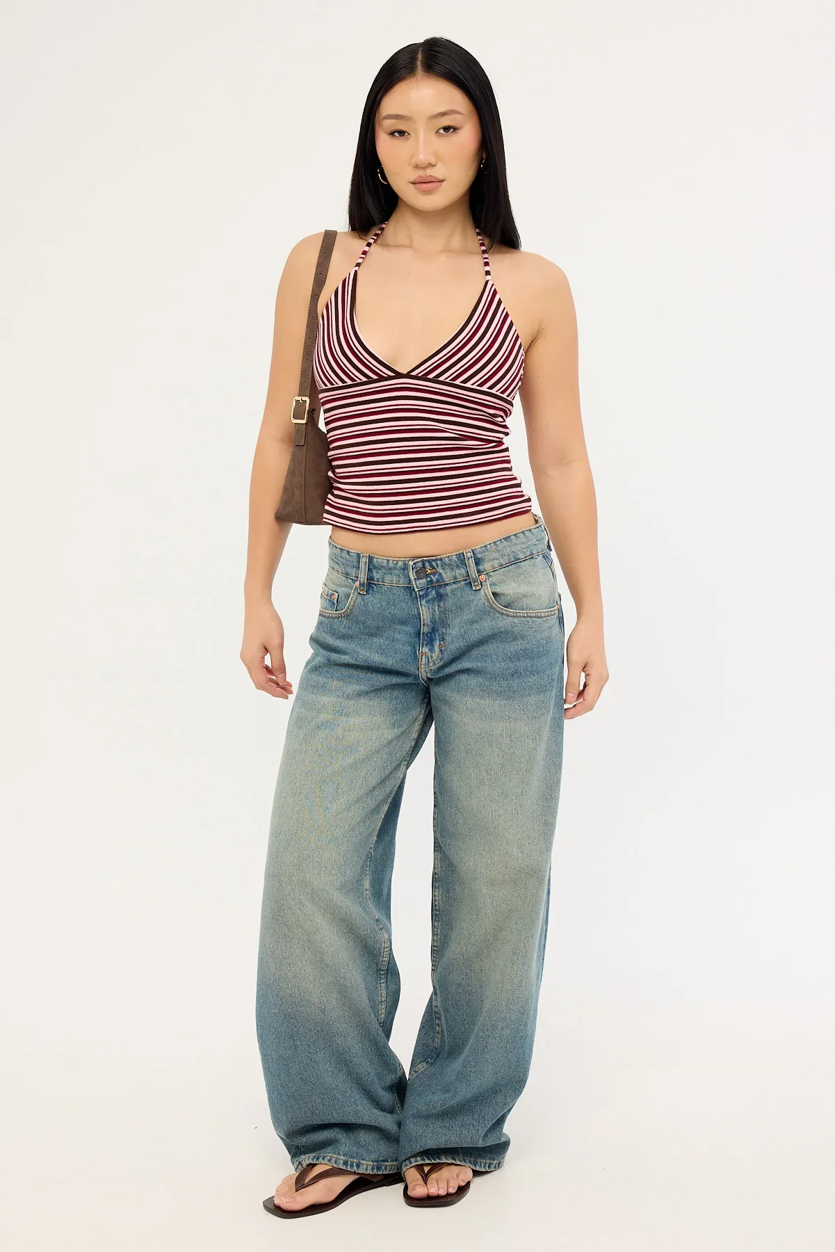Luck & Trouble Aida Stripe Halter Top Multi Stripe