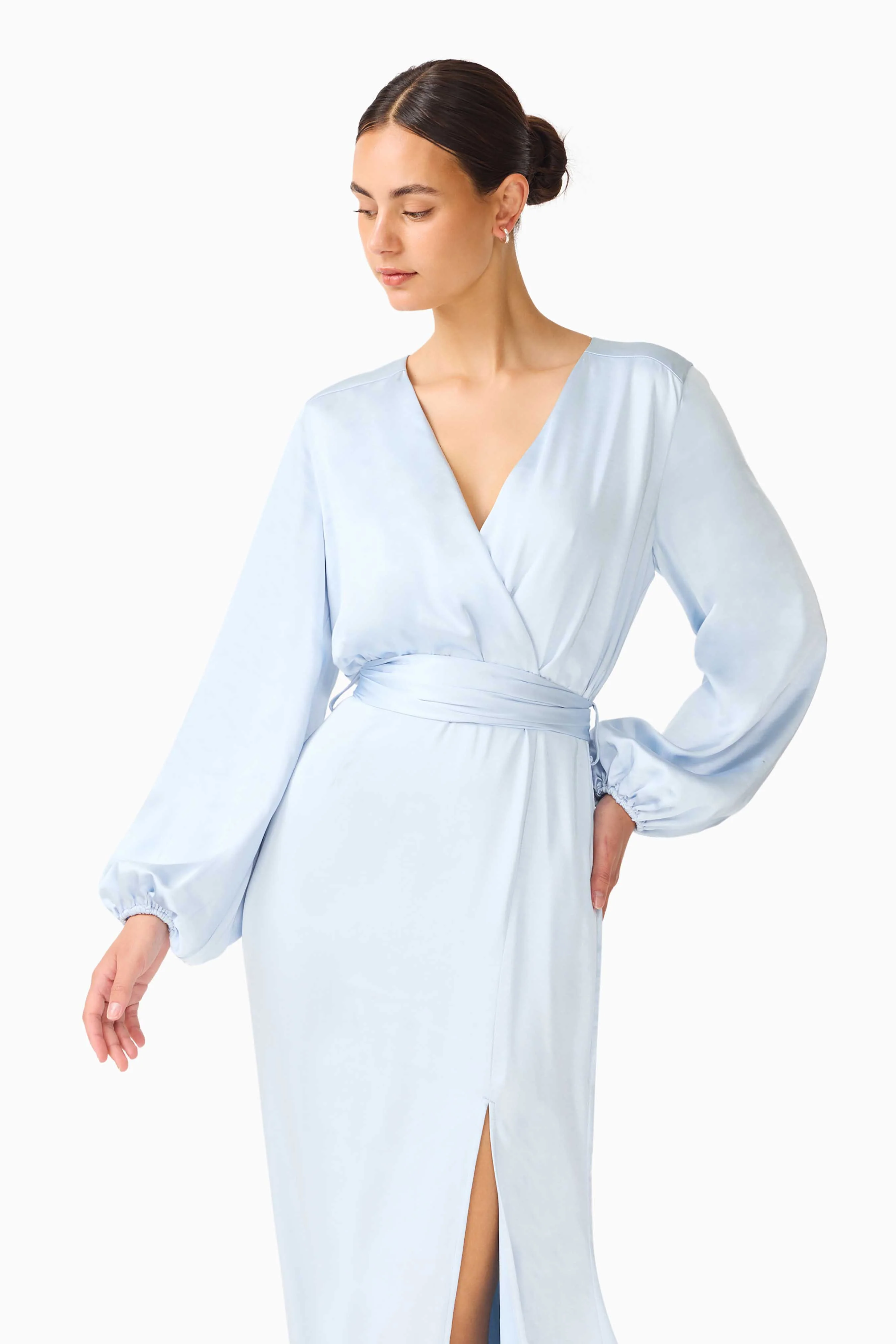 Kai Long Sleeve Maxi Dress in Pale Blue