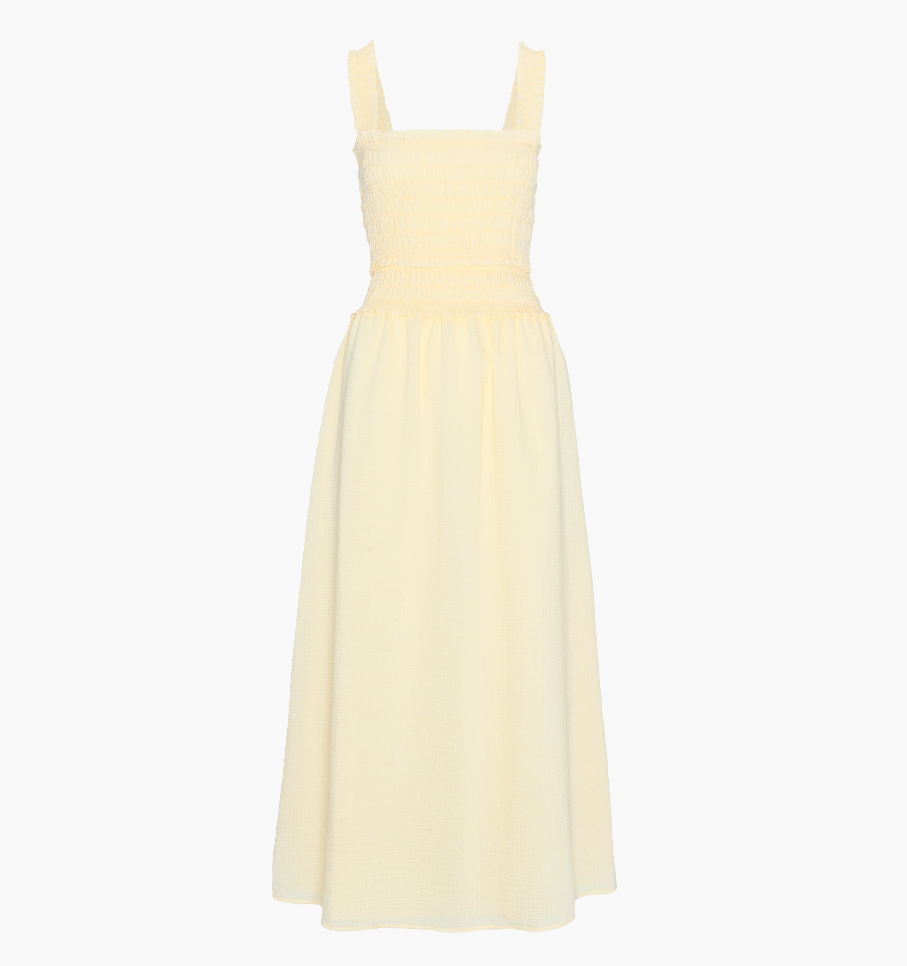 The Azalea Maxi Nap Dress - Butter Yellow Tonal Seersucker