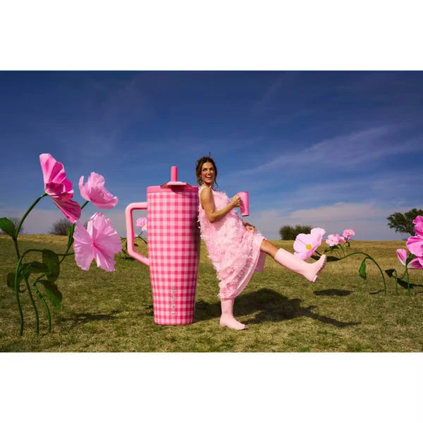 BruMate 40fl oz Stainless Steel Era Flip Straw Tumbler - Pink Gingham