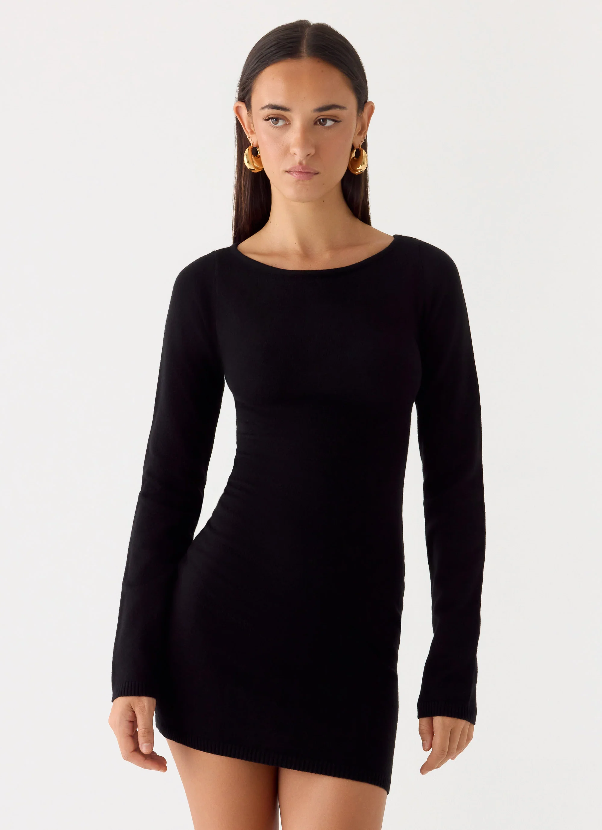 Soft Vision Knit Mini Dress - Black