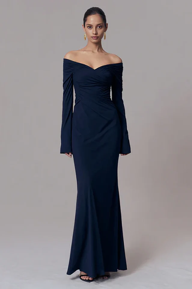 Therese Off Shoulder Ruched Maxi Dress