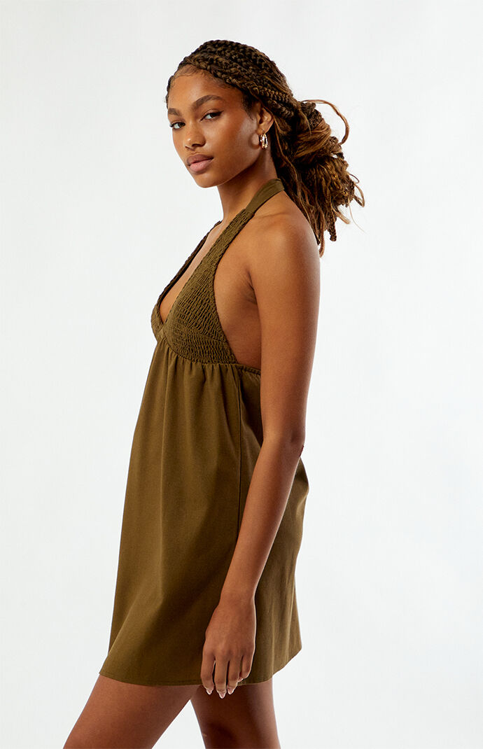 Your Favorite Smocked Halter Linen Mini Dress
