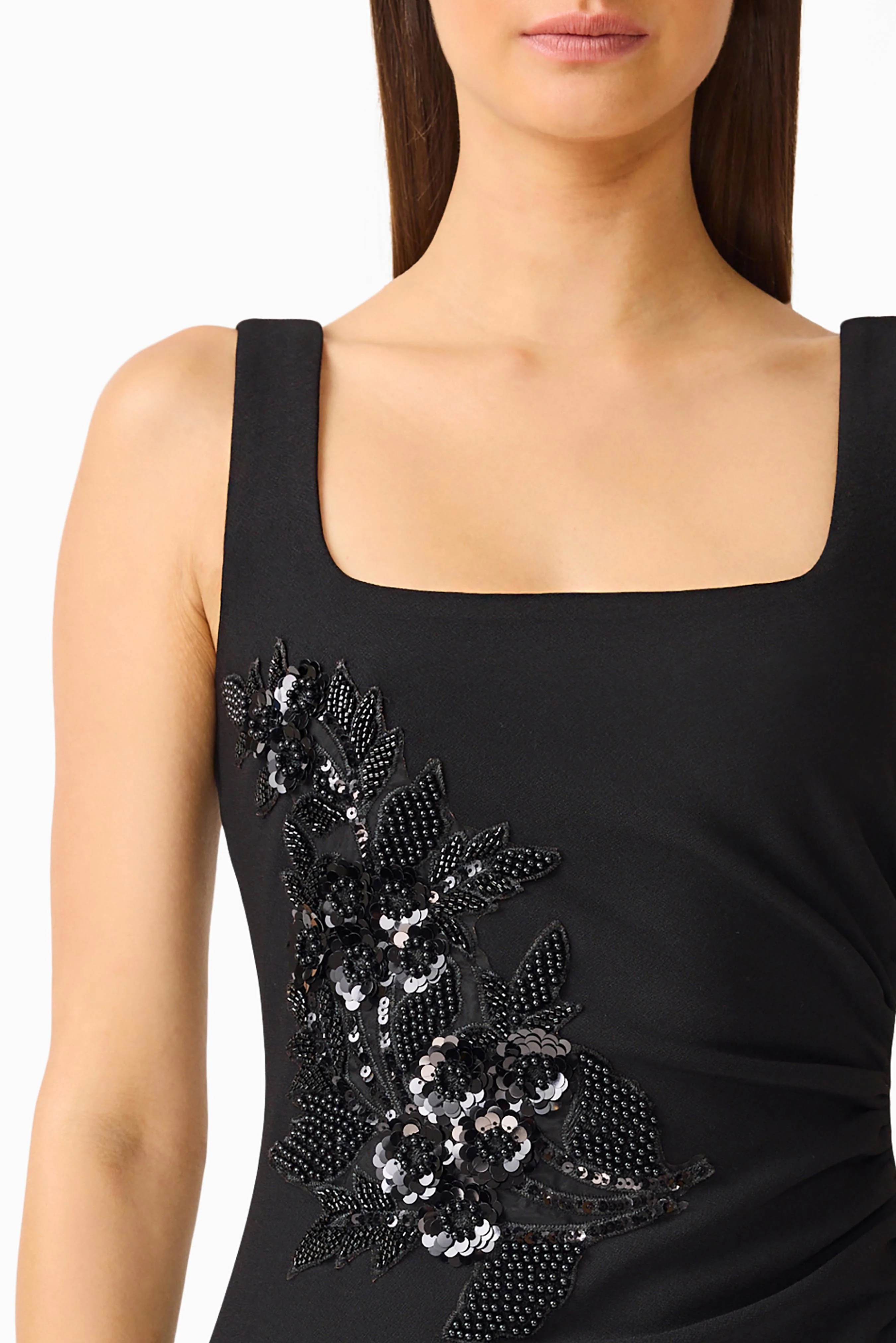 Odelia Beaded Maxi Dress in Black