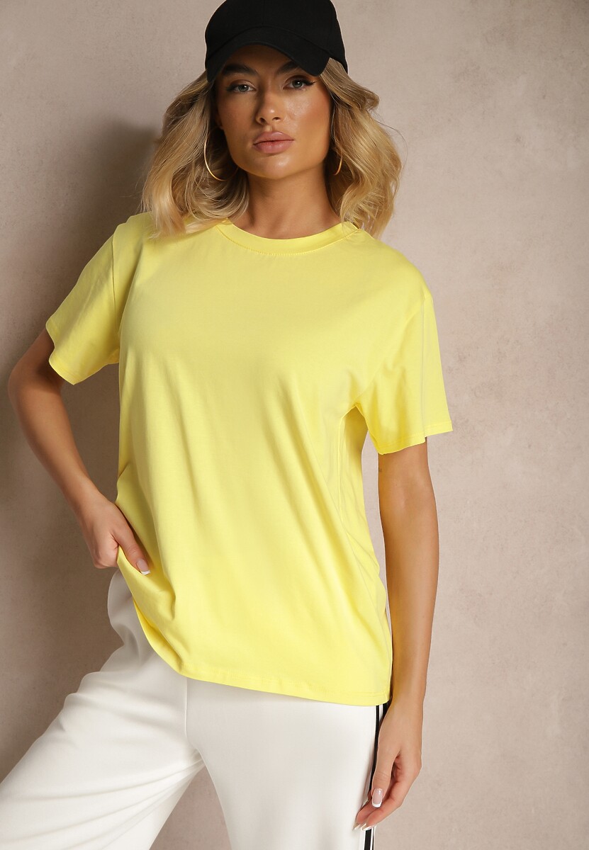Żółty Bawełniany Basicowy T-shirt Lorseli