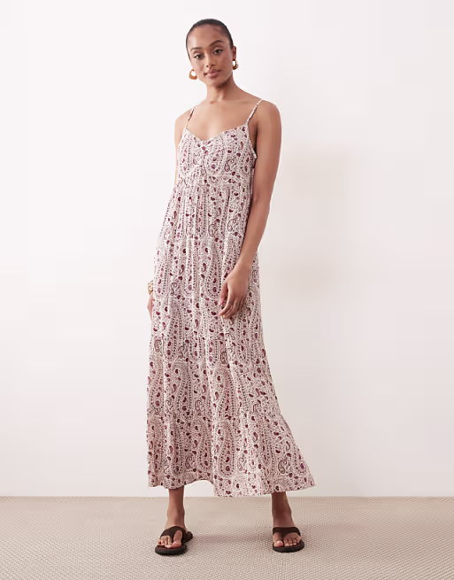 JDY Tall cami maxi dress in red paisley print