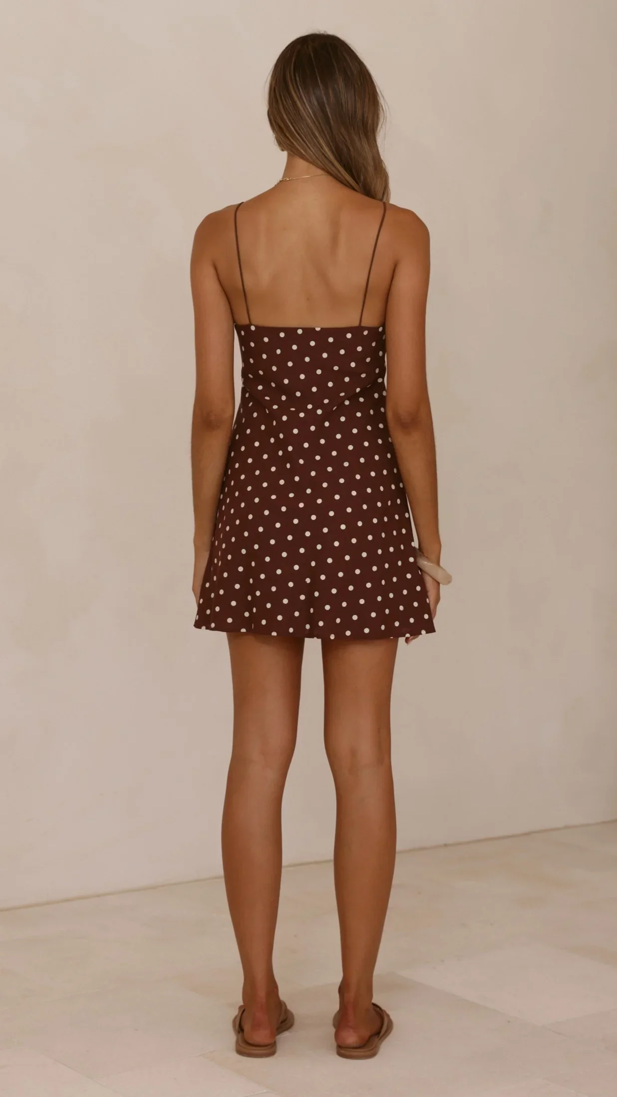 Halina Mini Dress - Chocolate/Nude Spot