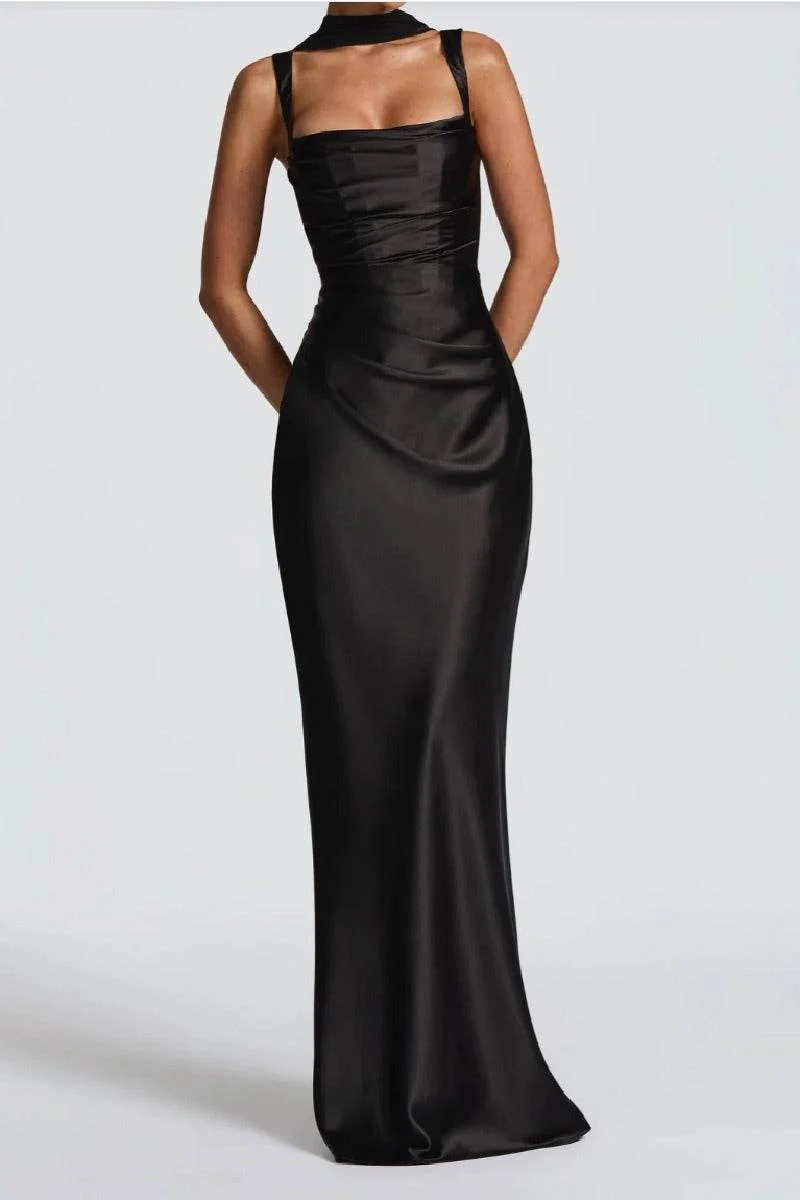 Sheath-Column Maxi Satin Formal Evening Dresses 971343877638