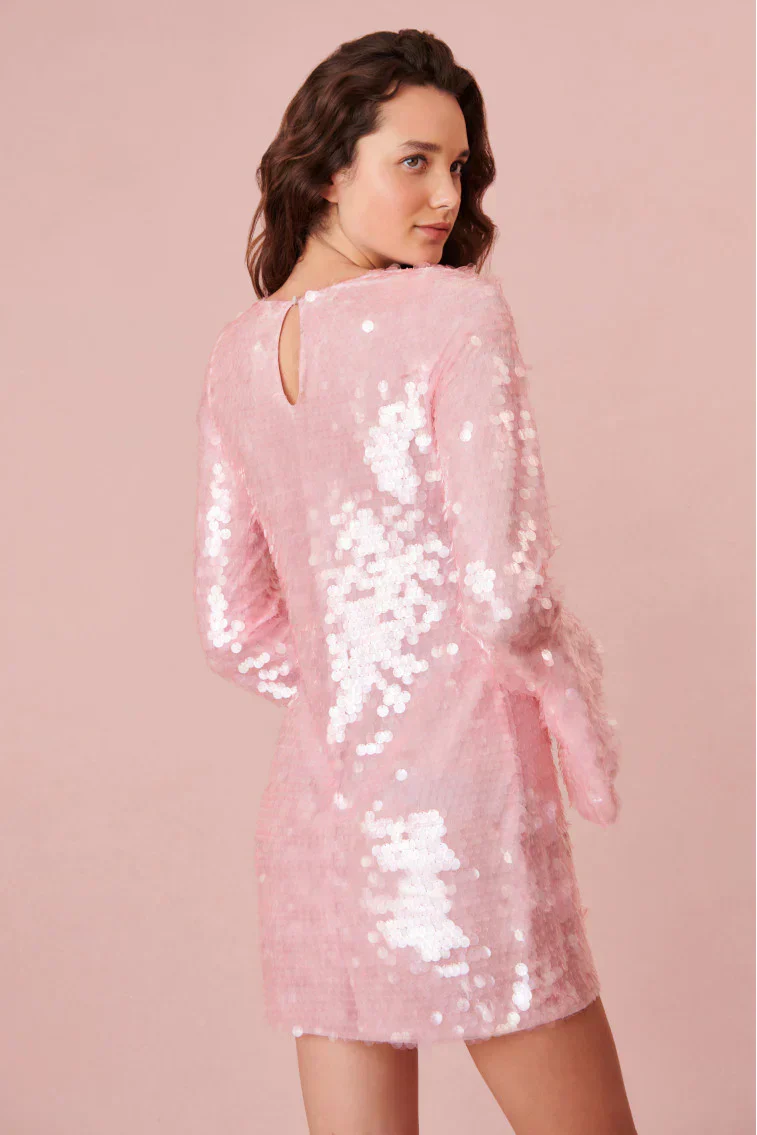 Annabella Sequin Bell Sleeve Mini Dress - luluinthesky