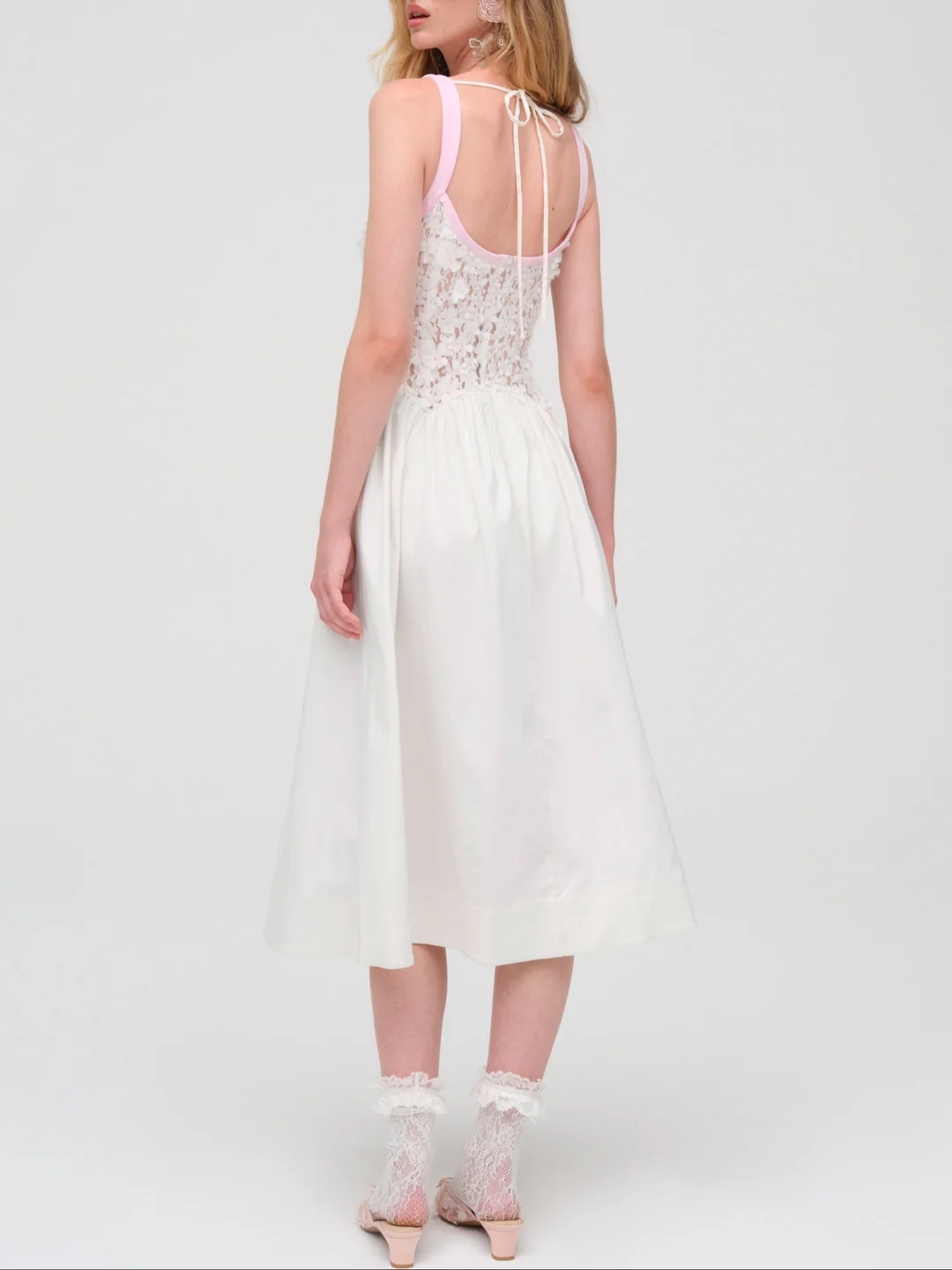 Stacked Blossom Lace Midi Dress
