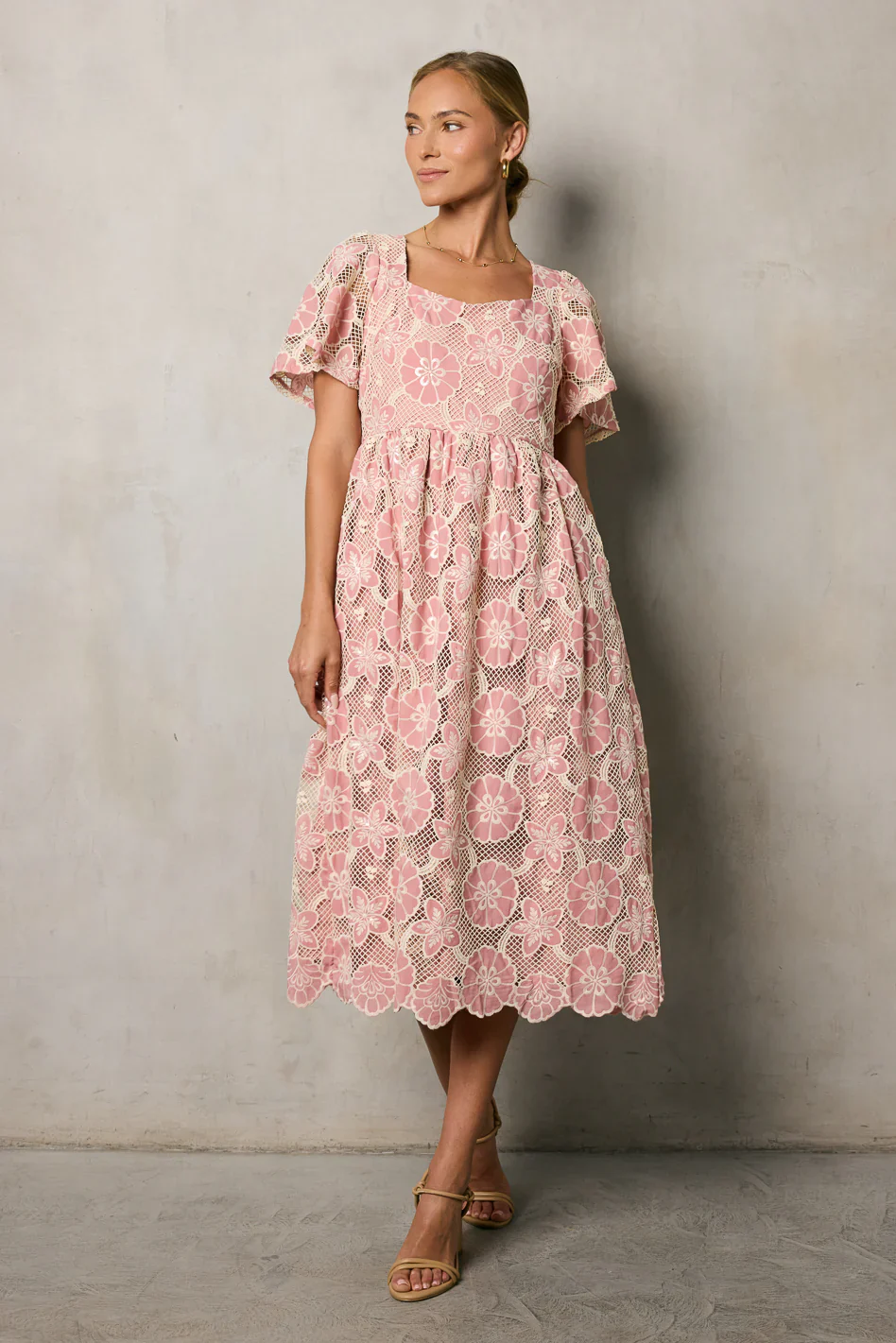 Mica Embroidered Midi Dress
