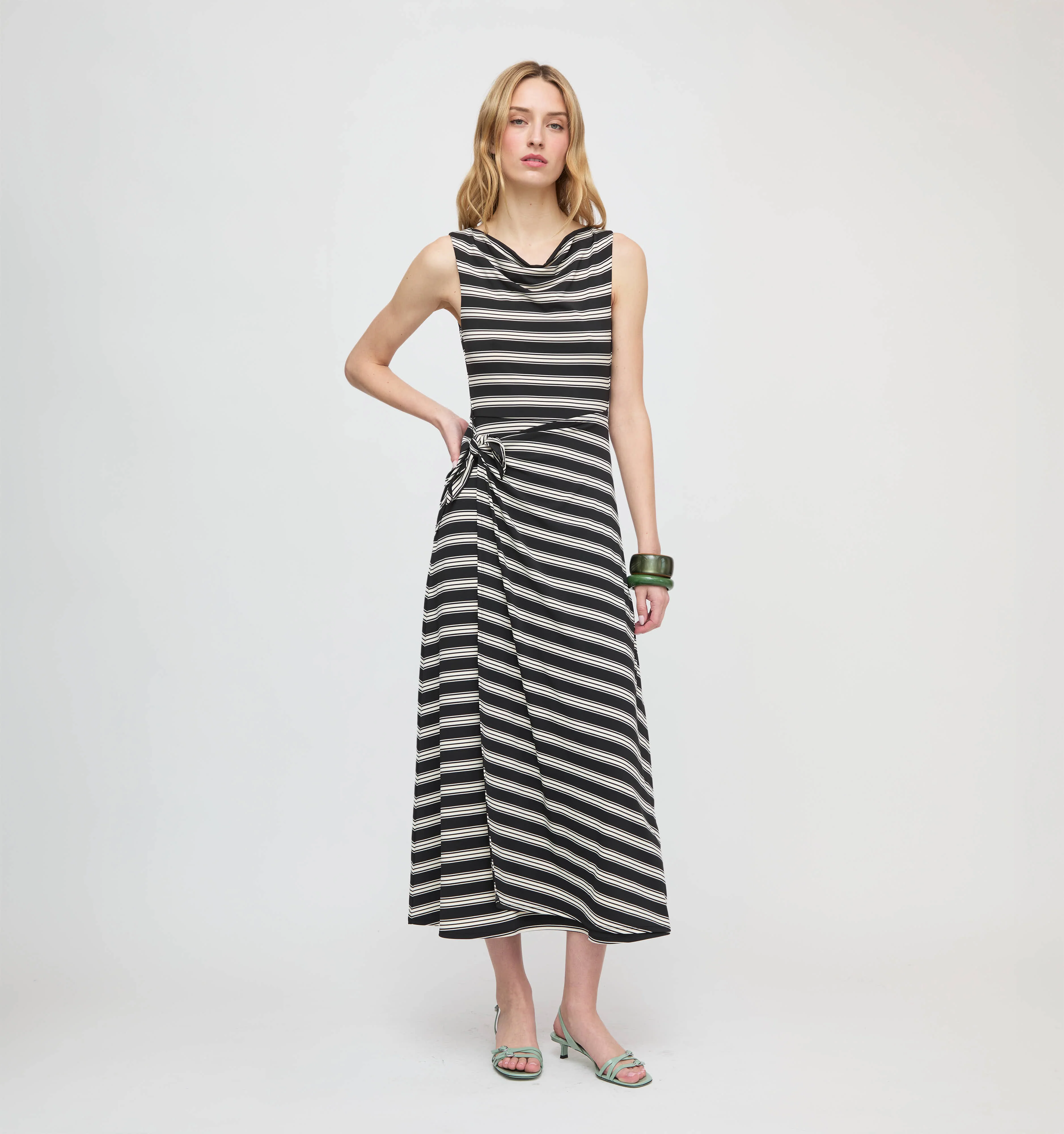 The Jayne Dress - Black/Ivory Stripe